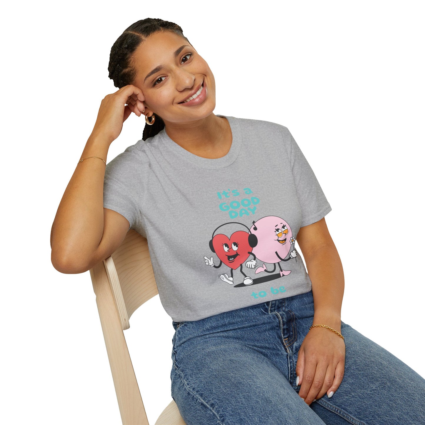 It's a Good Day to Be Happy T-Shirt — Cute Heart & Smile Graphic Tee
