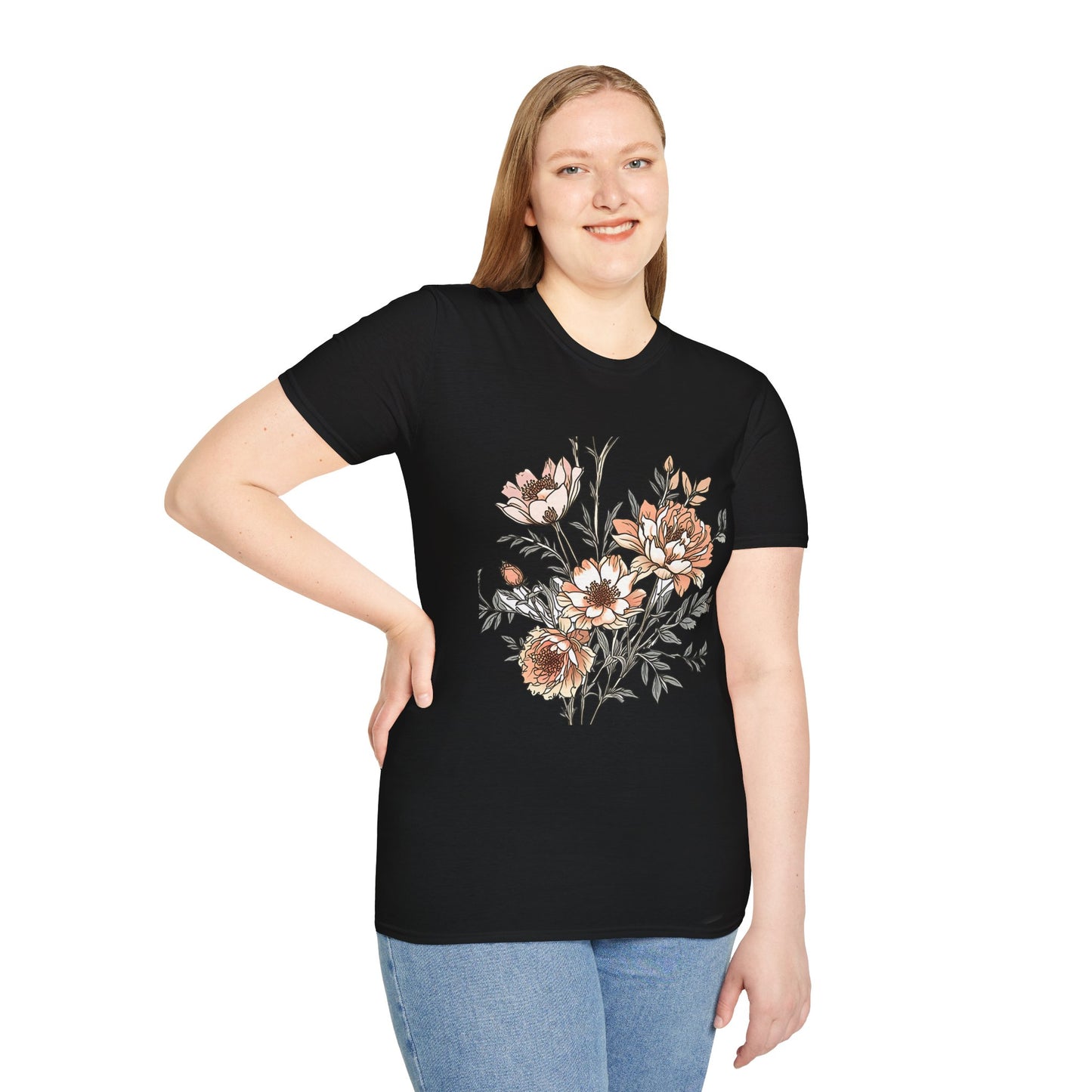 Floral Bouquet Tee - Vintage Peach Botanical T-Shirt