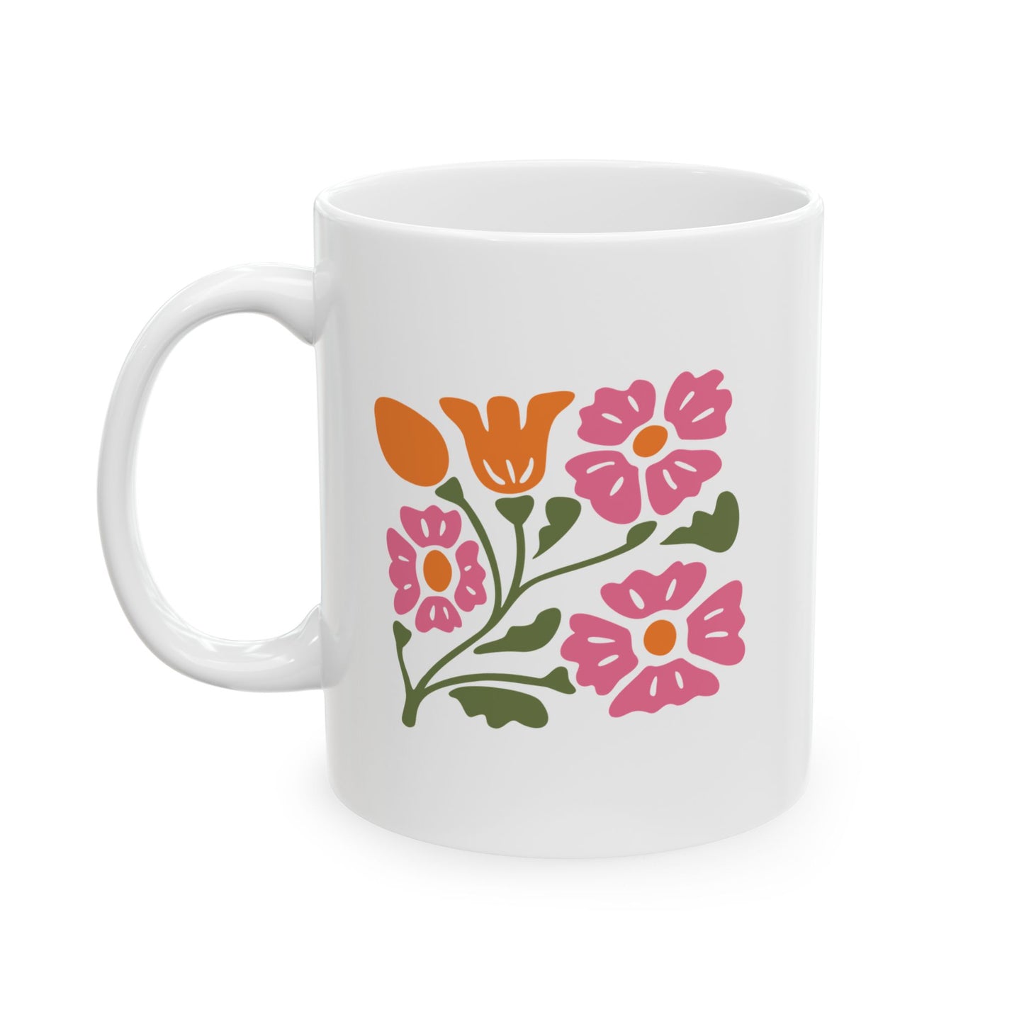 Floral Bouquet Ceramic Mug (11oz & 15oz) — Colorful Spring Flowers Coffee Cup