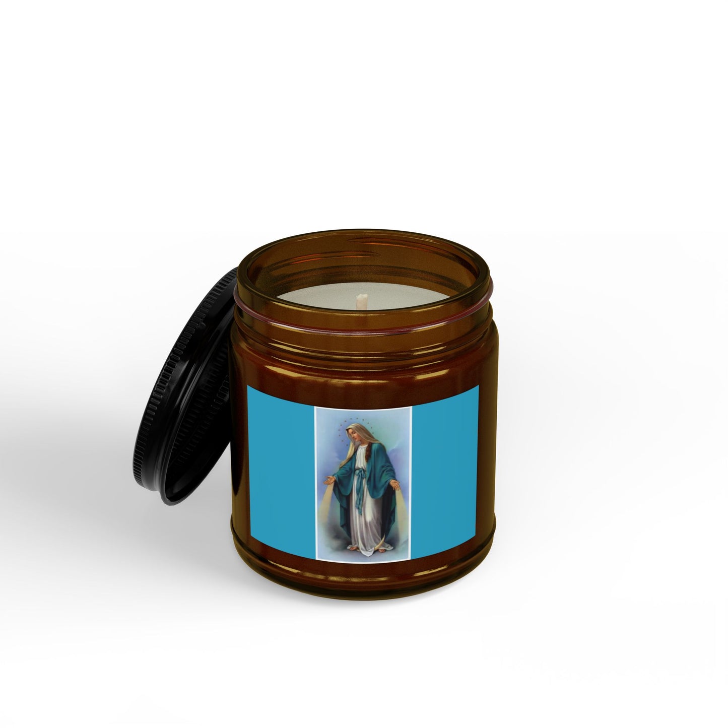 Our Lady Devotional Soy Candle — 4oz & 9oz Scented Jar with Black Lid