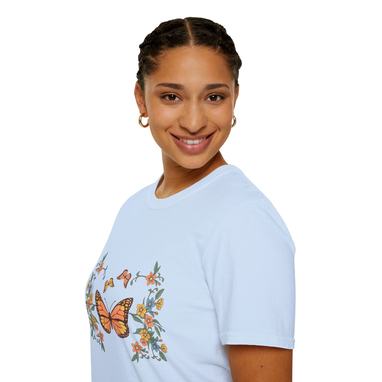 Monarch Butterfly Floral Tee — Vintage Botanical Butterfly T-Shirt
