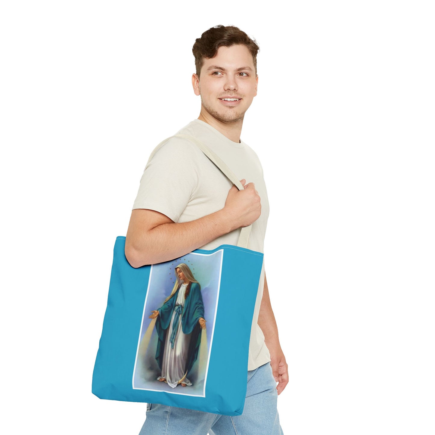 Virgin Mary Religious Tote Bag — Catholic Madonna AOP Shoulder Tote