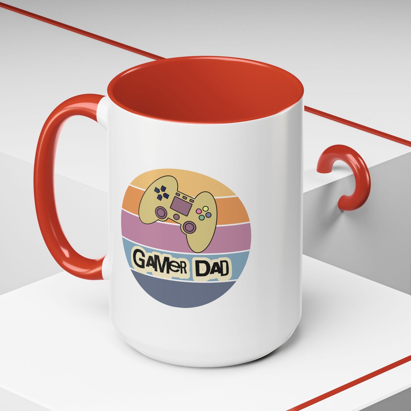 Gamer Dad Coffee Mug — Retro Controller Accent Mug (11/15 oz)