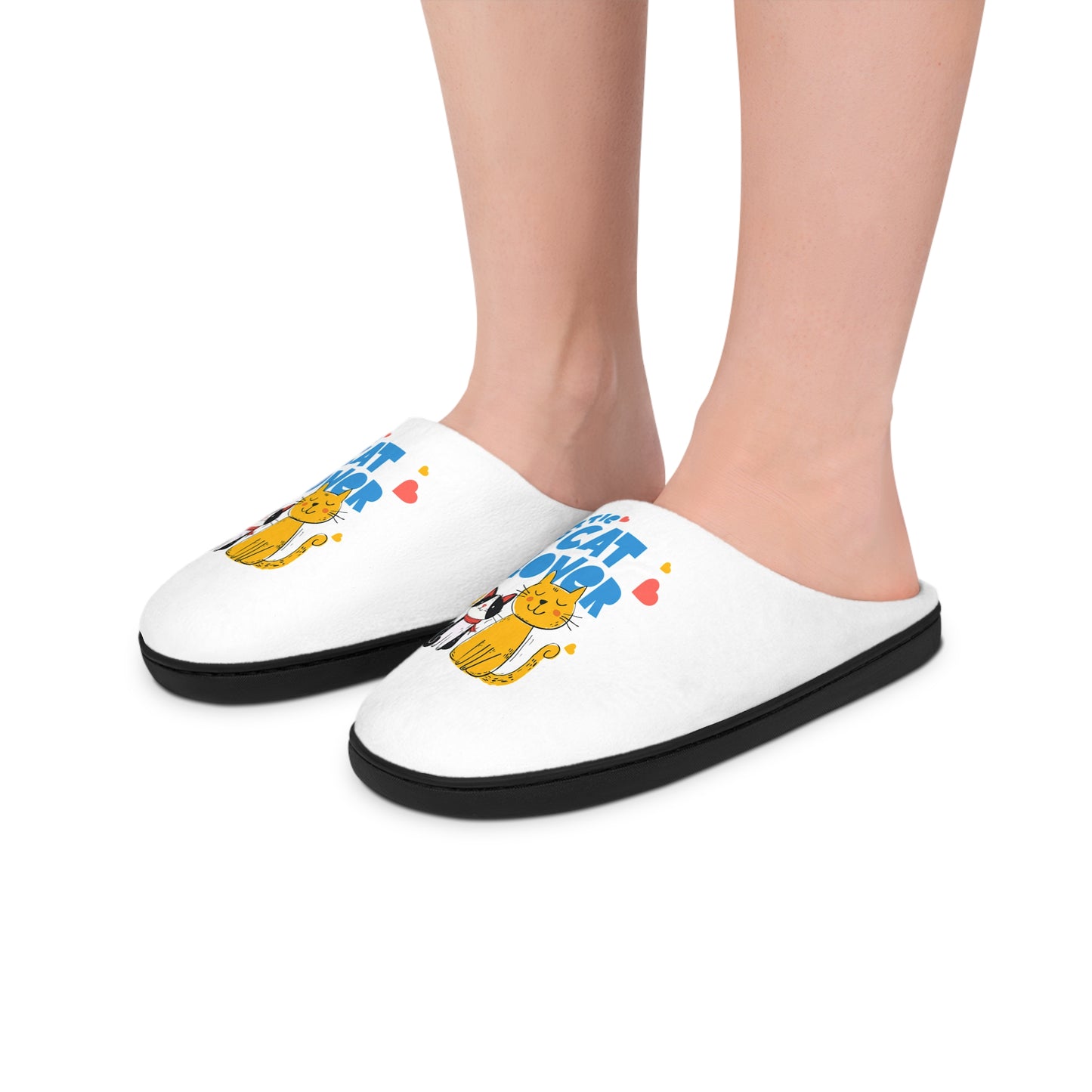 Women's Cozy Cat Lover Indoor Slippers — Cute Cat Graphic
