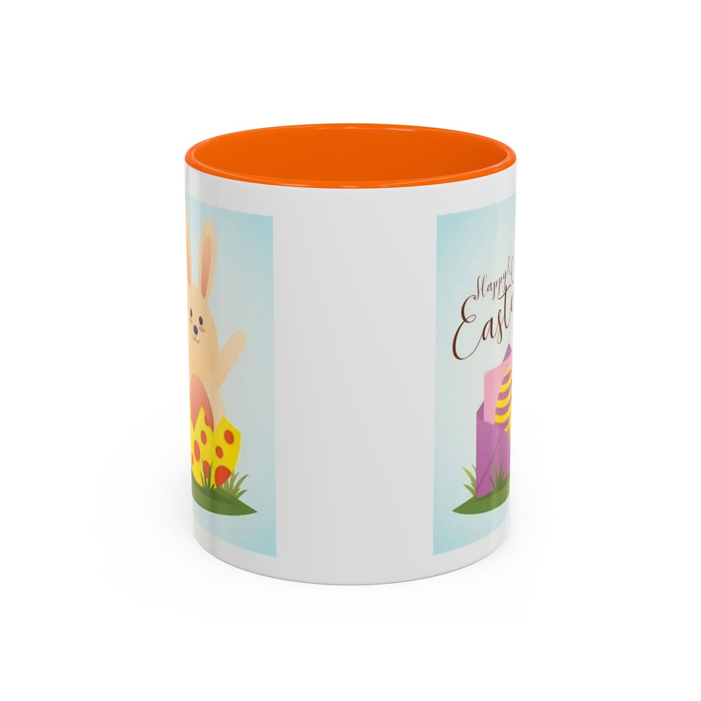 Easter Bunny Accent Coffee Mug – "Happy Easter" Spring Bunny & Egg Design (11/15oz)