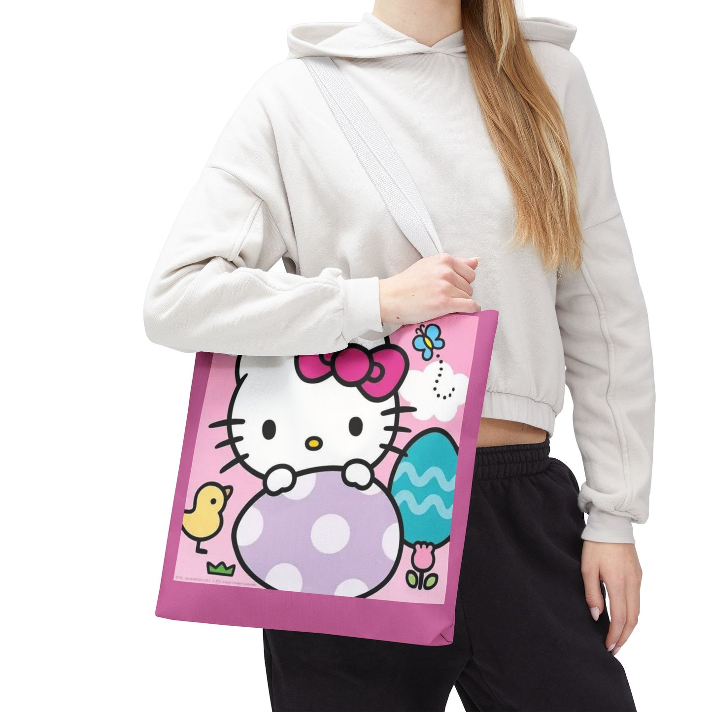 Hello Kitty Easter Tote Bag — Cute Pink Bunny & Egg Spring Shopper
