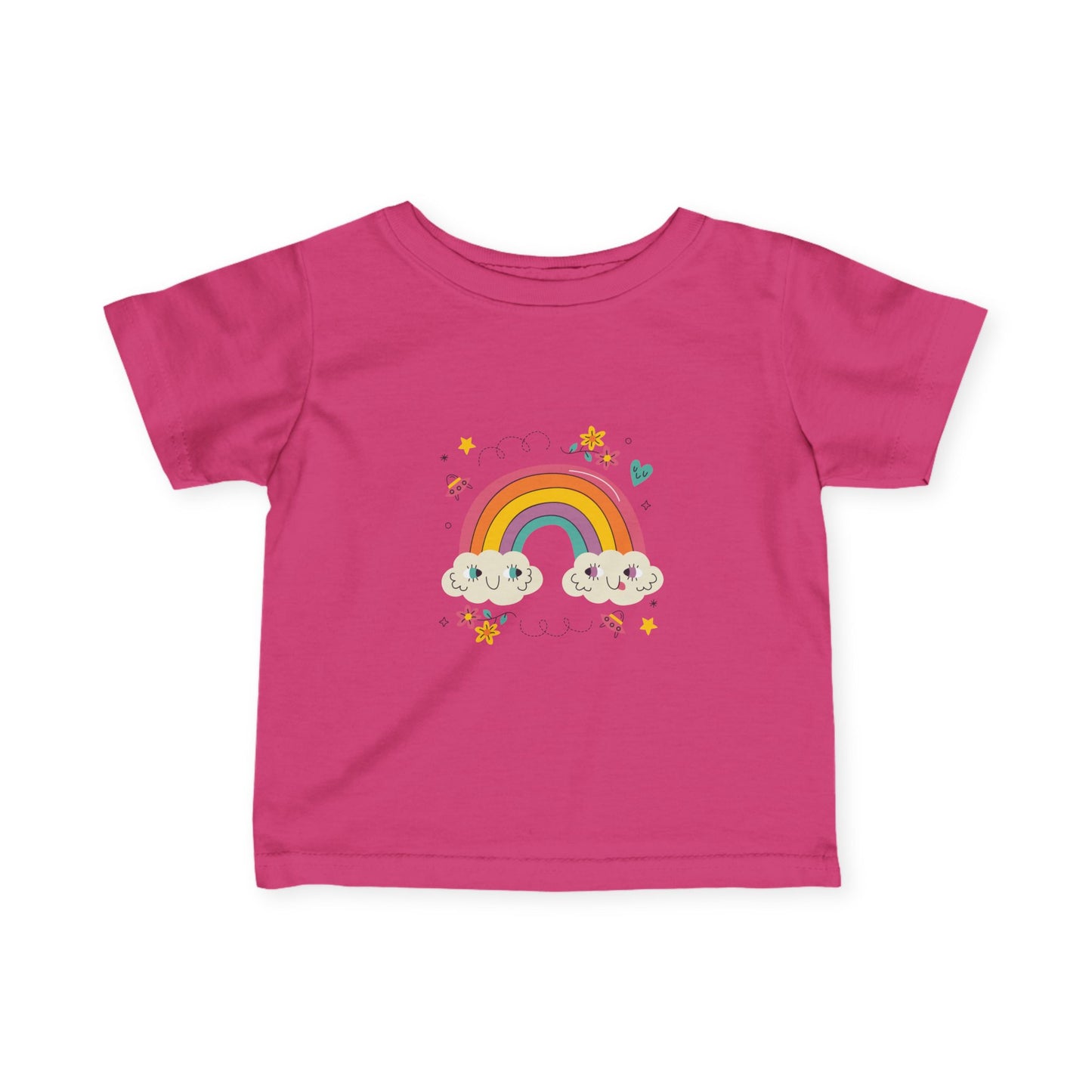 Infant Rainbow Tee – Cute Smiling Clouds & Stars Baby Shirt