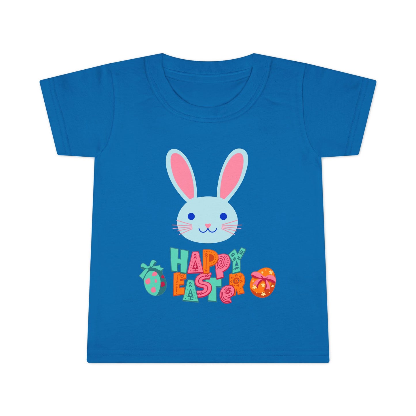 Easter Bunny Toddler T-Shirt - "Happy Easter" Colorful Egg Design