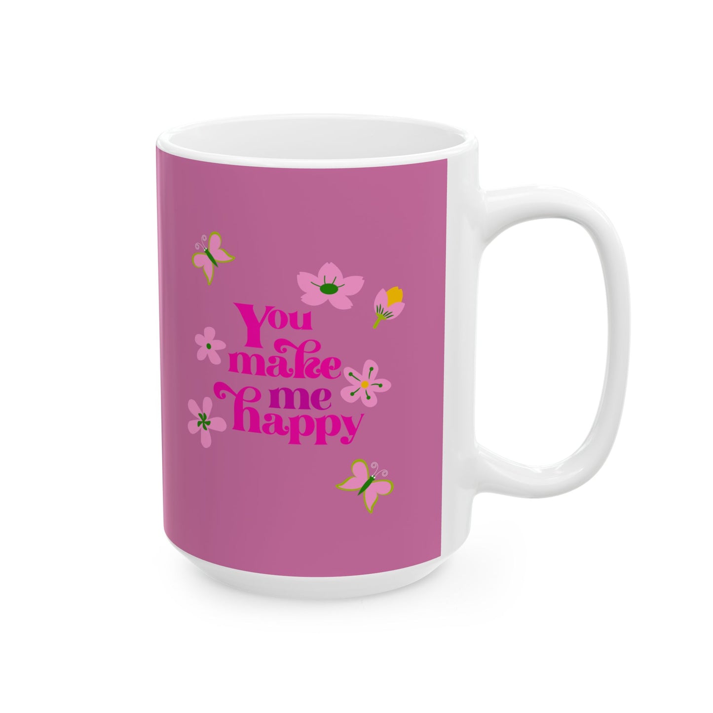 Pink Floral Ceramic Mug – Cute Cherry Blossom Coffee Cup (11oz & 15oz)