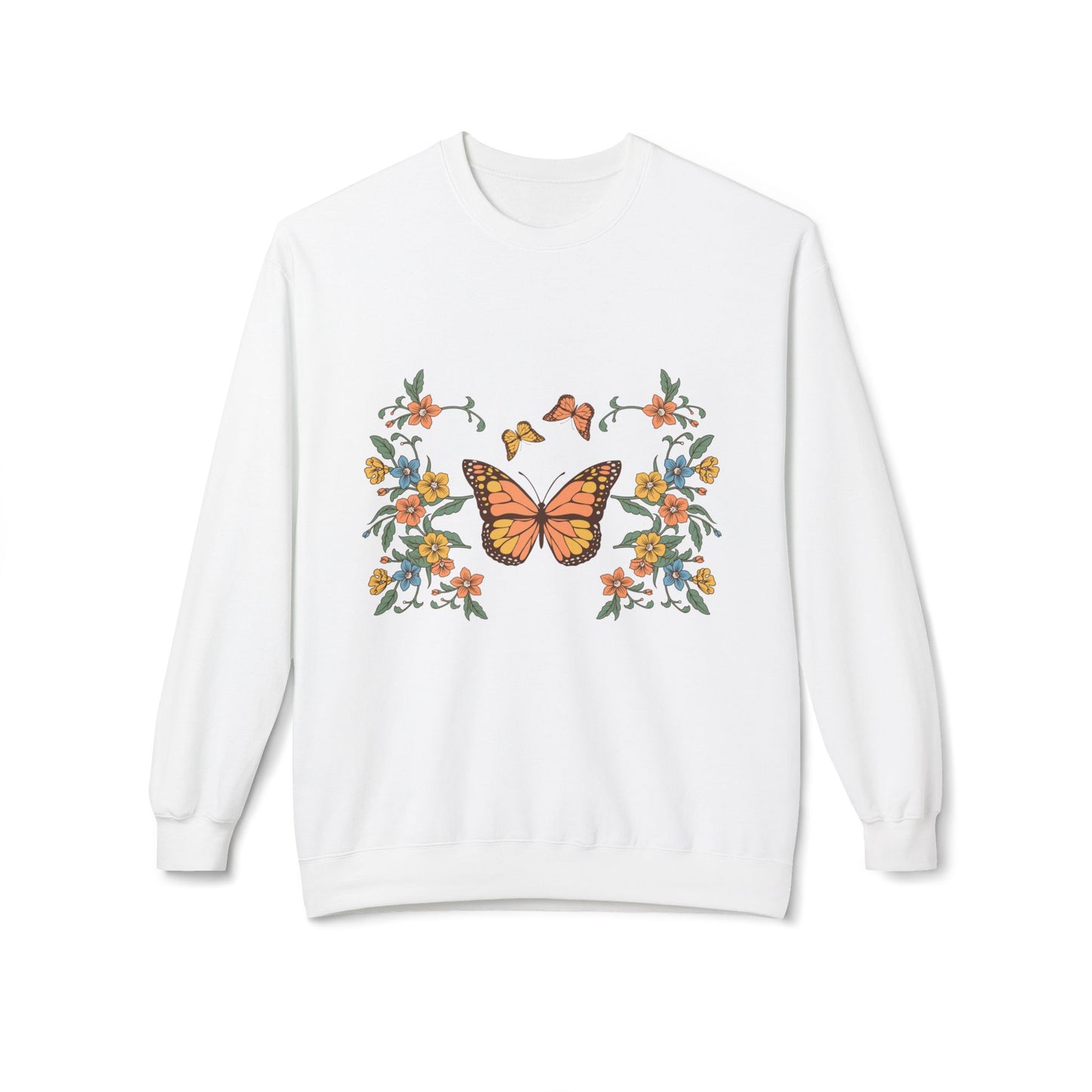 Butterfly Floral Crewneck Sweatshirt — Monarch Garden Graphic