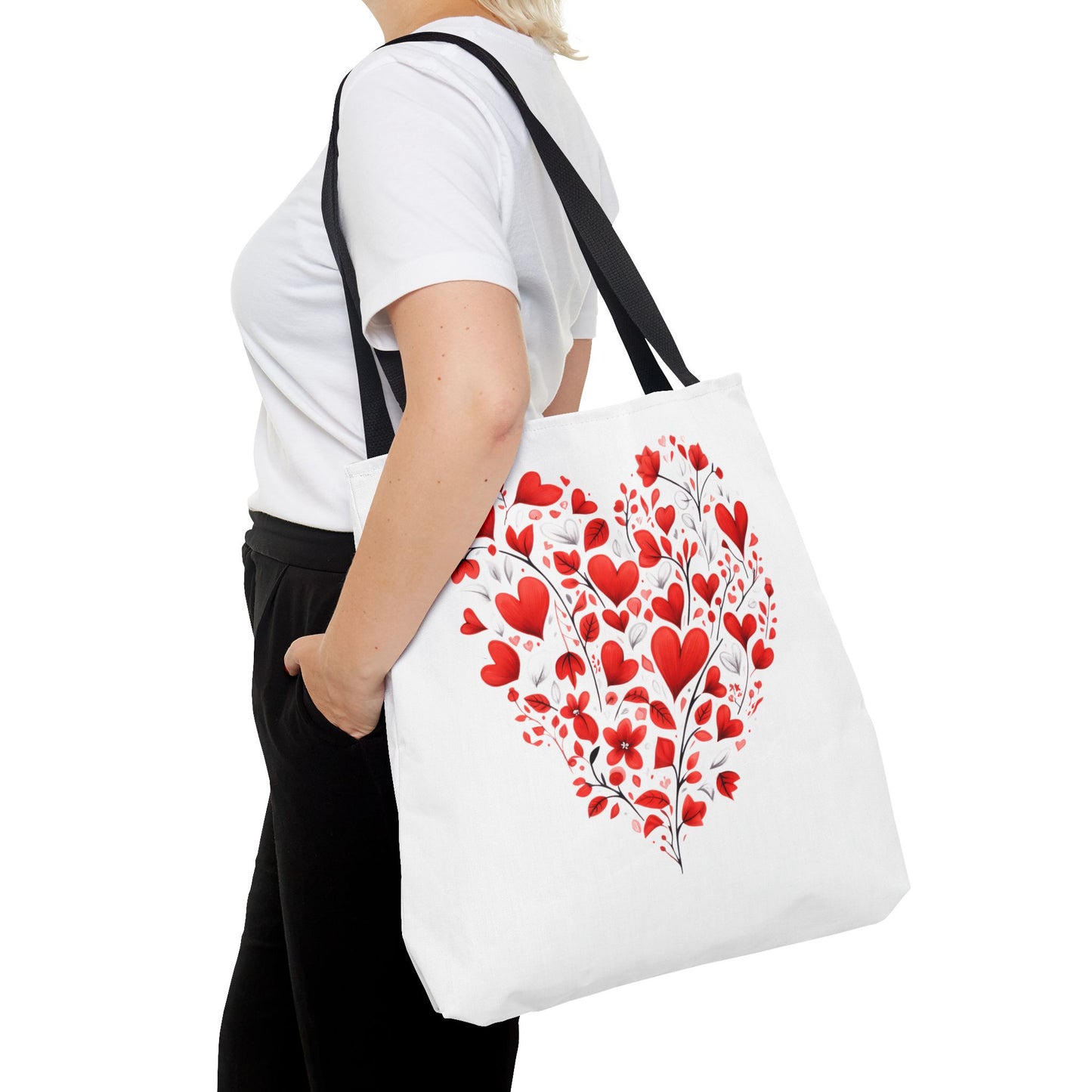 Heart Floral Tote Bag – Romantic Valentine’s Day Canvas Shopper