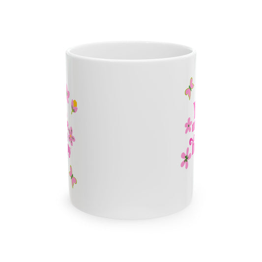 Floral Pink Cherry Blossom Ceramic Mug – Cute Spring Coffee Cup (11oz/15oz)