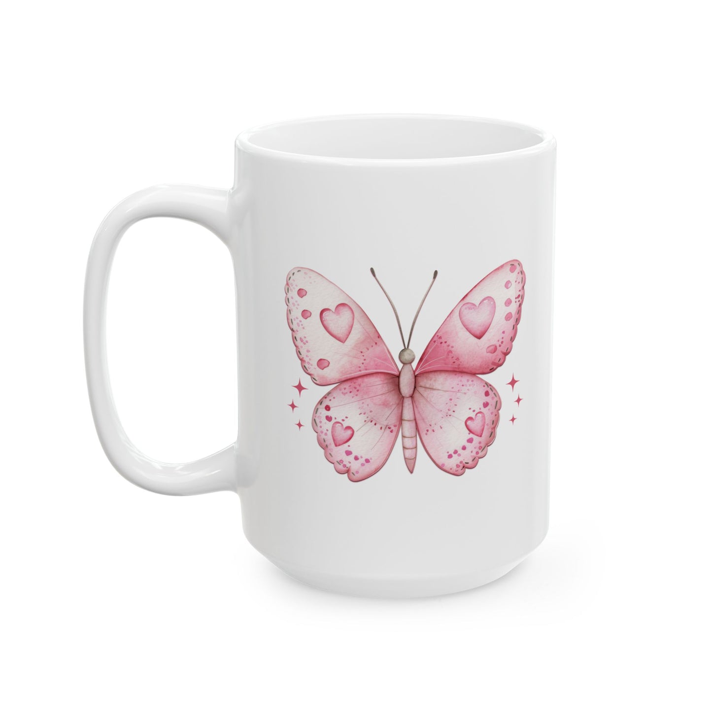 Pink Heart Balloon Ceramic Mug — Cute Valentine’s Day Coffee Cup (11oz/15oz)