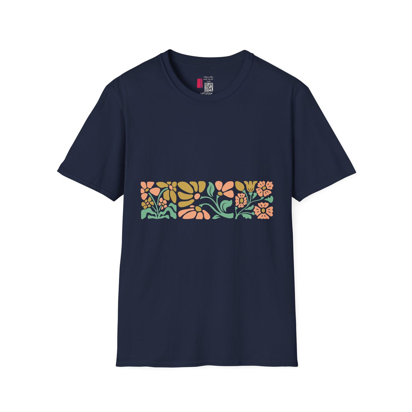 Floral Meadow T-Shirt — Pastel Botanical Stripe Tee