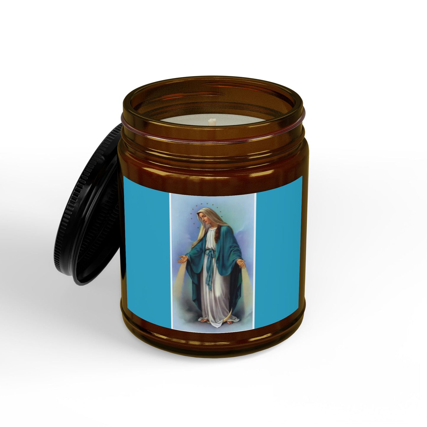 Our Lady Devotional Soy Candle — 4oz & 9oz Scented Jar with Black Lid