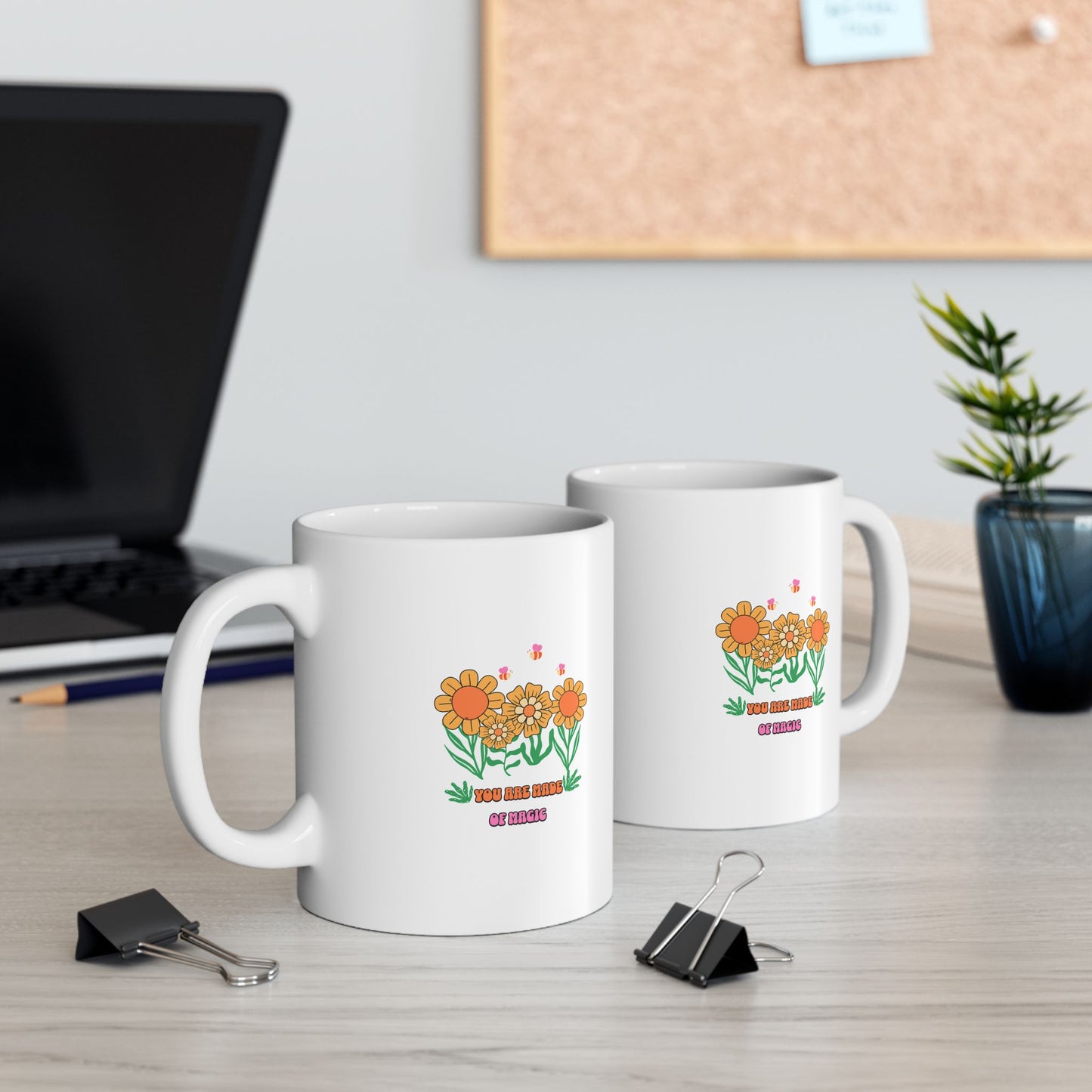 Floral Bloom Ceramic Mug — Orange Watercolor Flower Coffee Cup (11oz, 15oz)