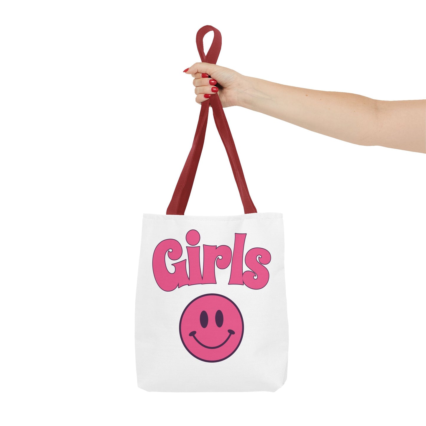 Girls Pink Smile Tote Bag — Cute Retro Smiley Shopper