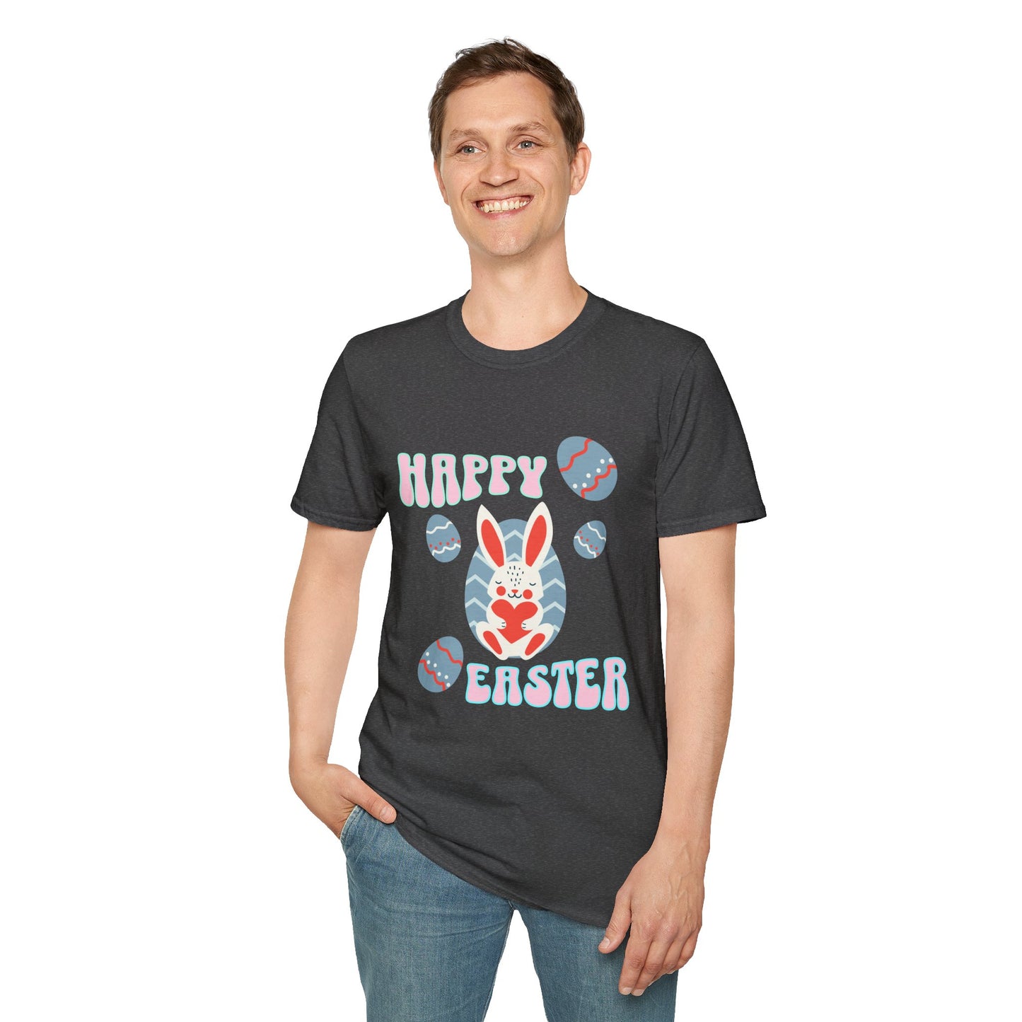 Happy Easter Bunny T-Shirt — Cute Pastel Easter Eggs Design