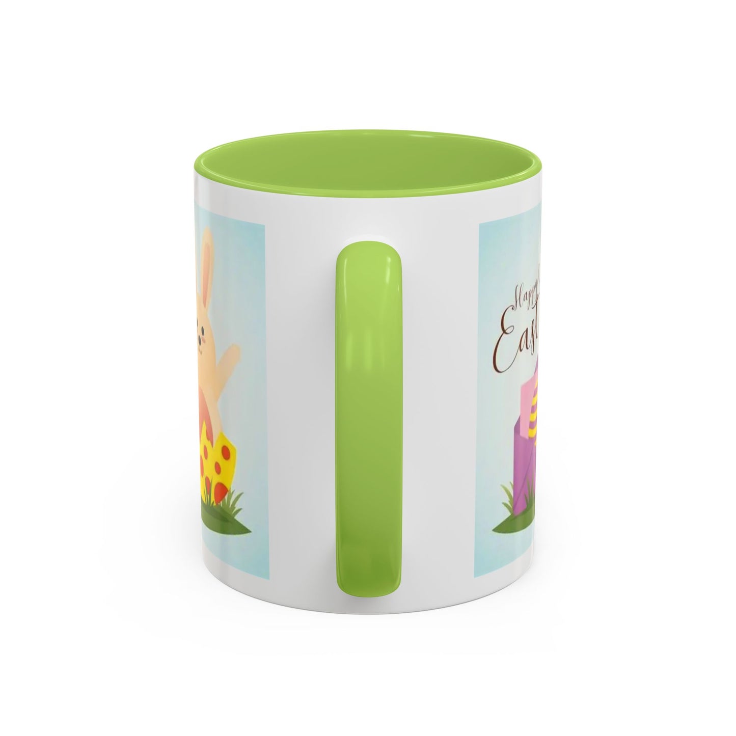 Easter Bunny Accent Coffee Mug – "Happy Easter" Spring Bunny & Egg Design (11/15oz)