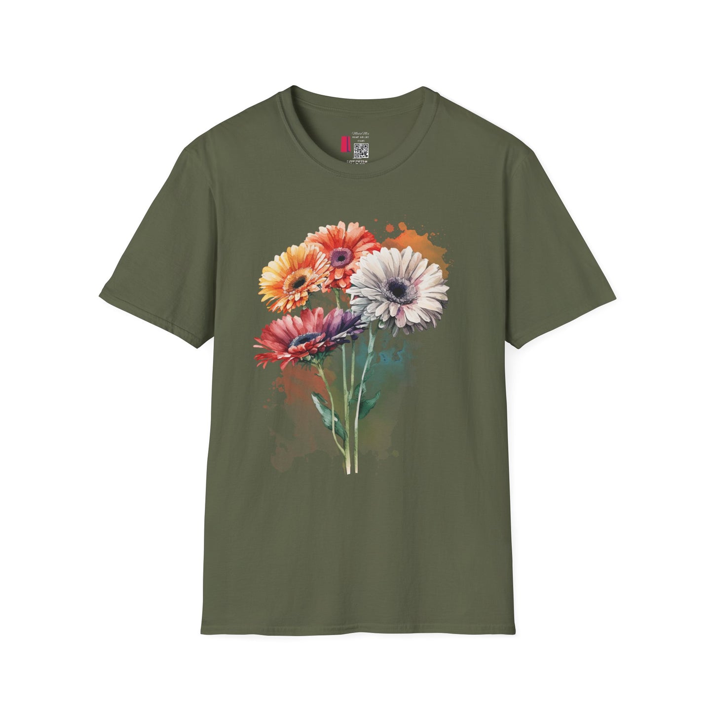 Floral Gerbera Bouquet T-Shirt — Watercolor Daisy Graphic Tee