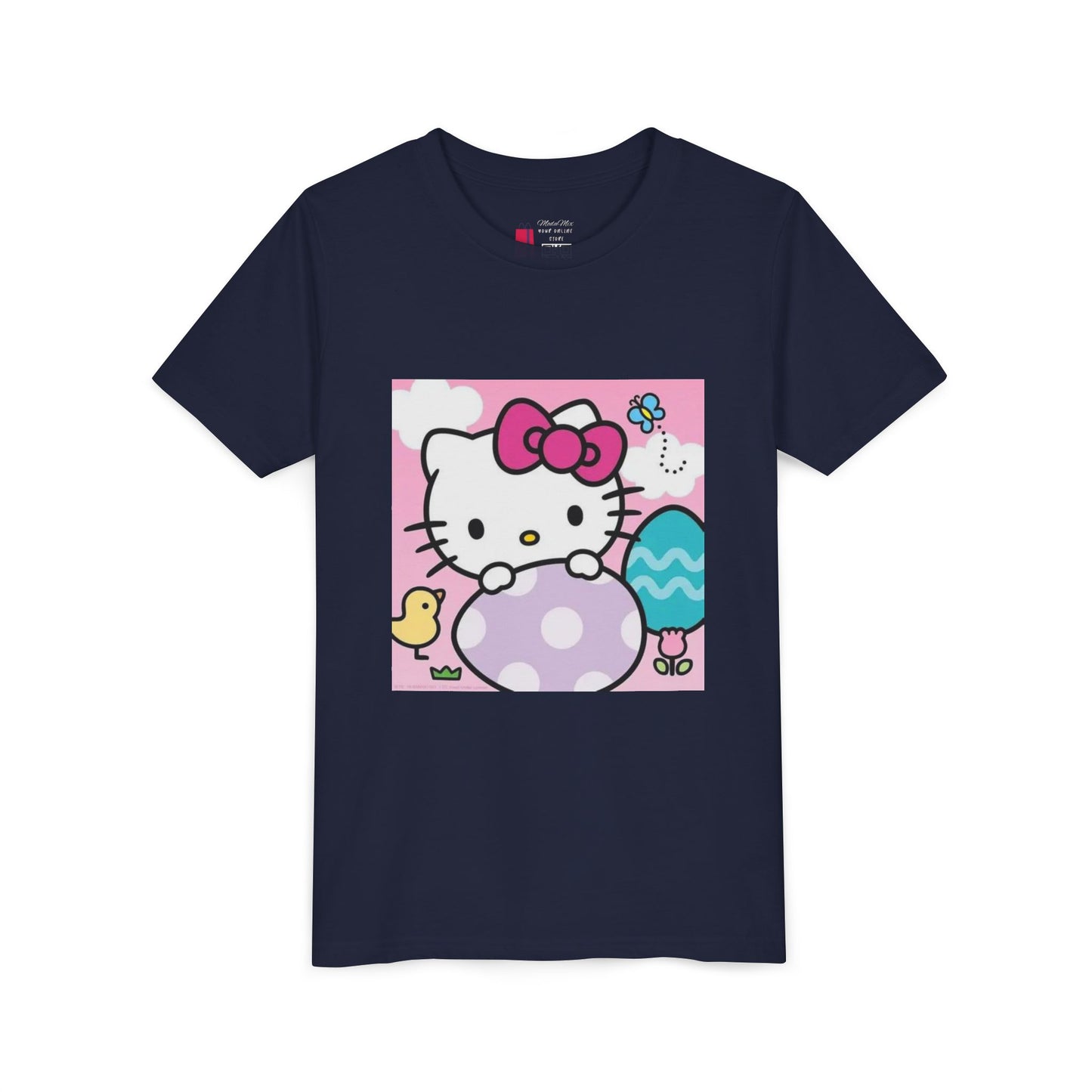 Hello Kitty Easter Youth Tee — Cute Bunny & Eggs Spring Shirt