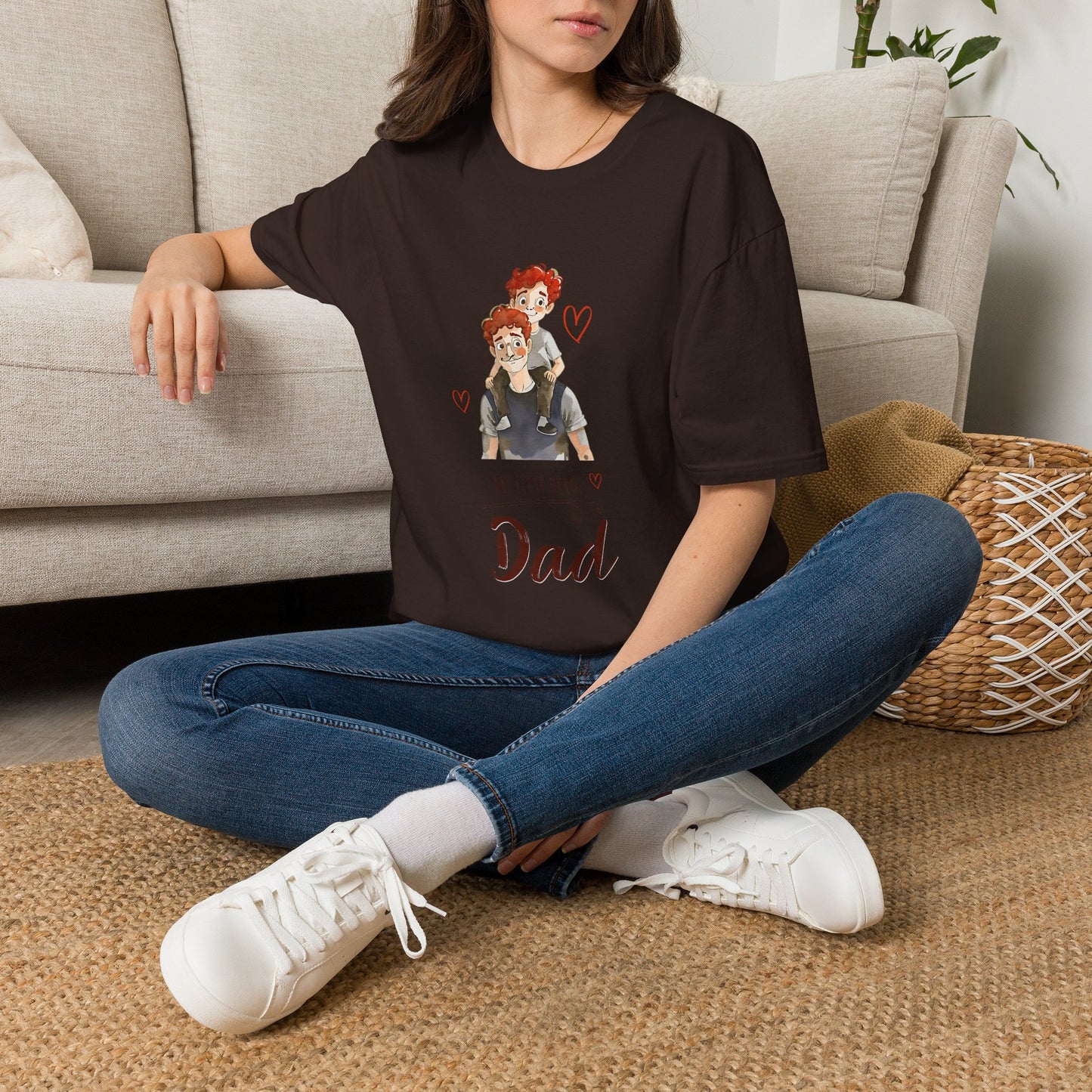 Dad and Son Cartoon Portrait T-Shirt — Cute Father’s Day Gift
