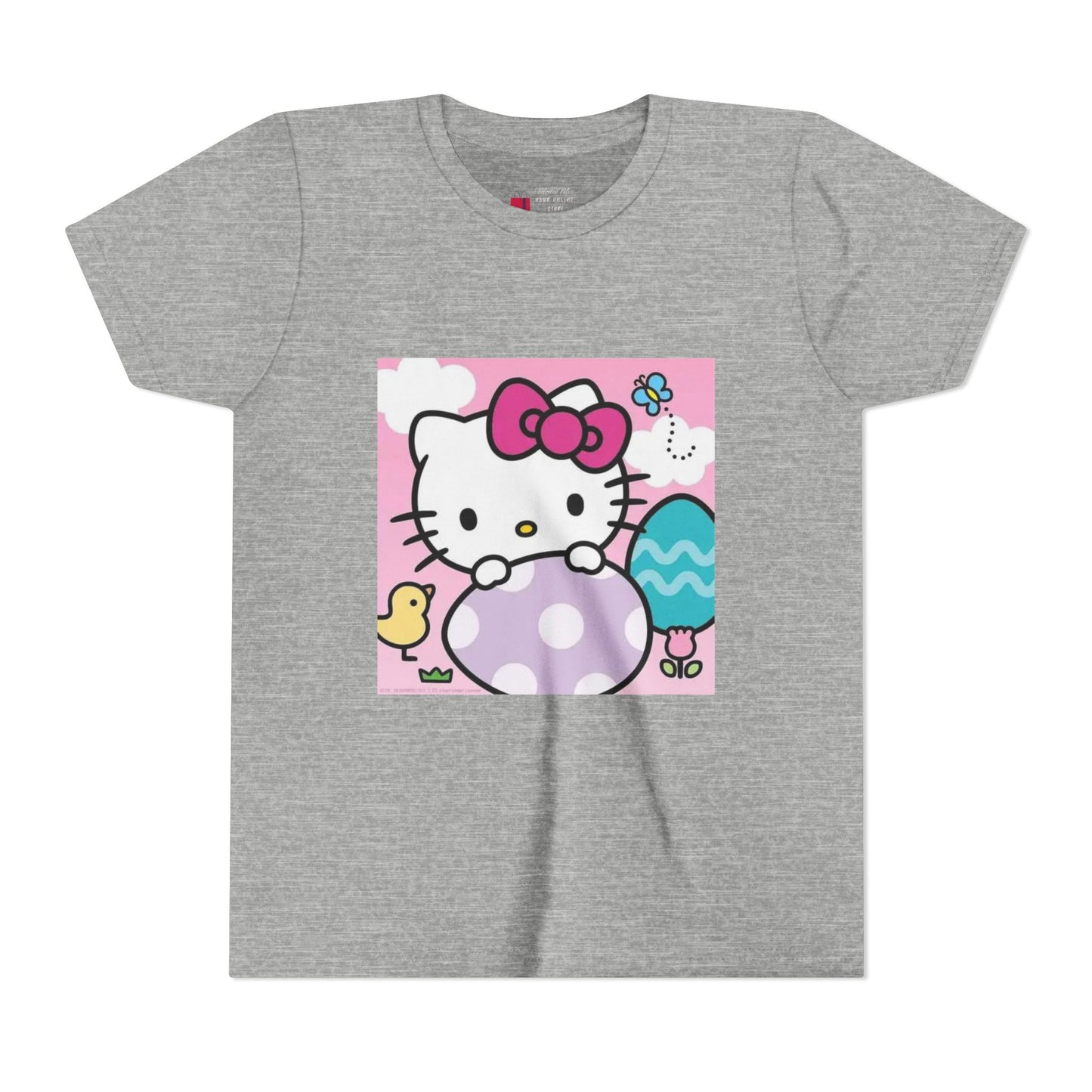 Hello Kitty Easter Youth Tee — Cute Bunny & Eggs Spring Shirt