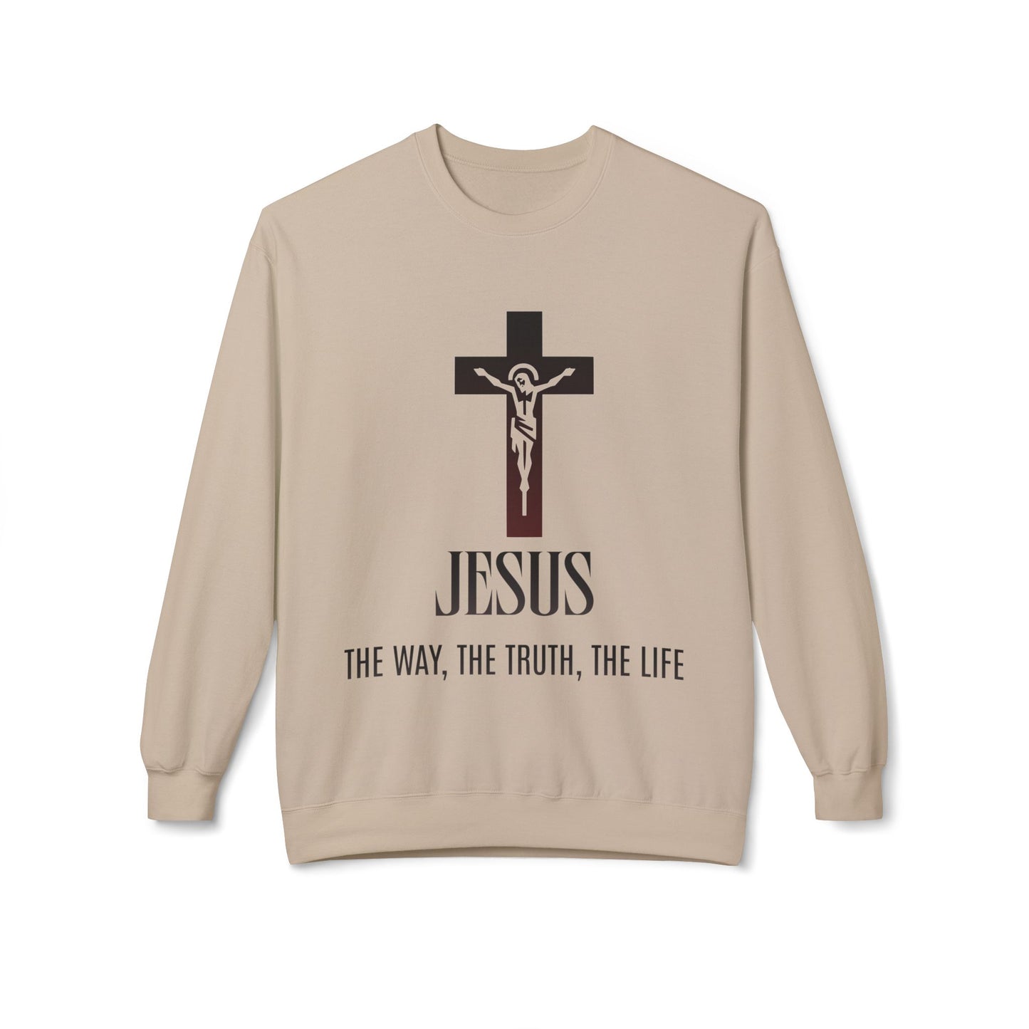 Jesus Cross Crewneck Sweatshirt — "Jesus: The Way, The Truth, The Life" Christian Pullover