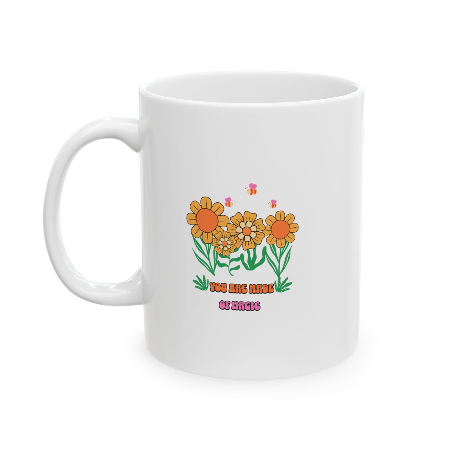 Floral Bloom Ceramic Mug — Orange Watercolor Flower Coffee Cup (11oz, 15oz)