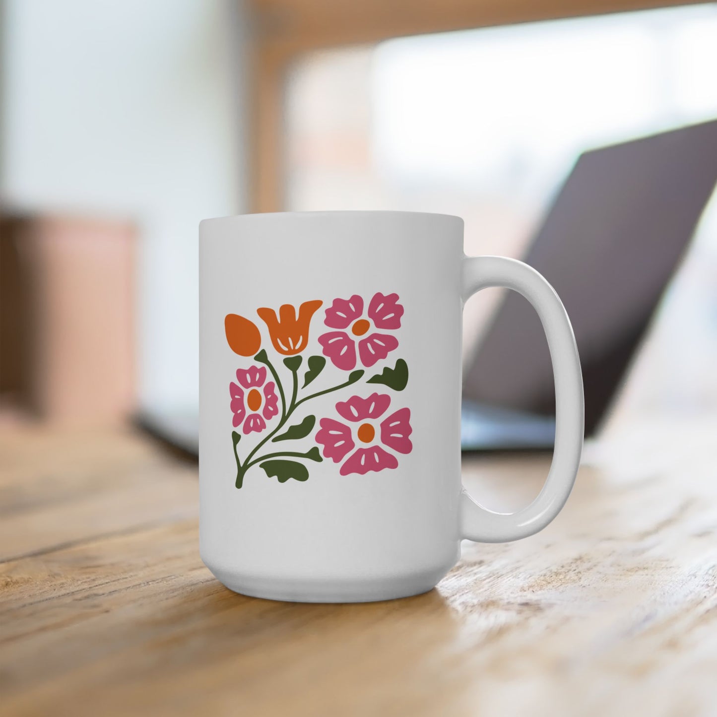 Floral Bouquet Ceramic Mug — Colorful Wildflower Coffee Cup (11oz/15oz)