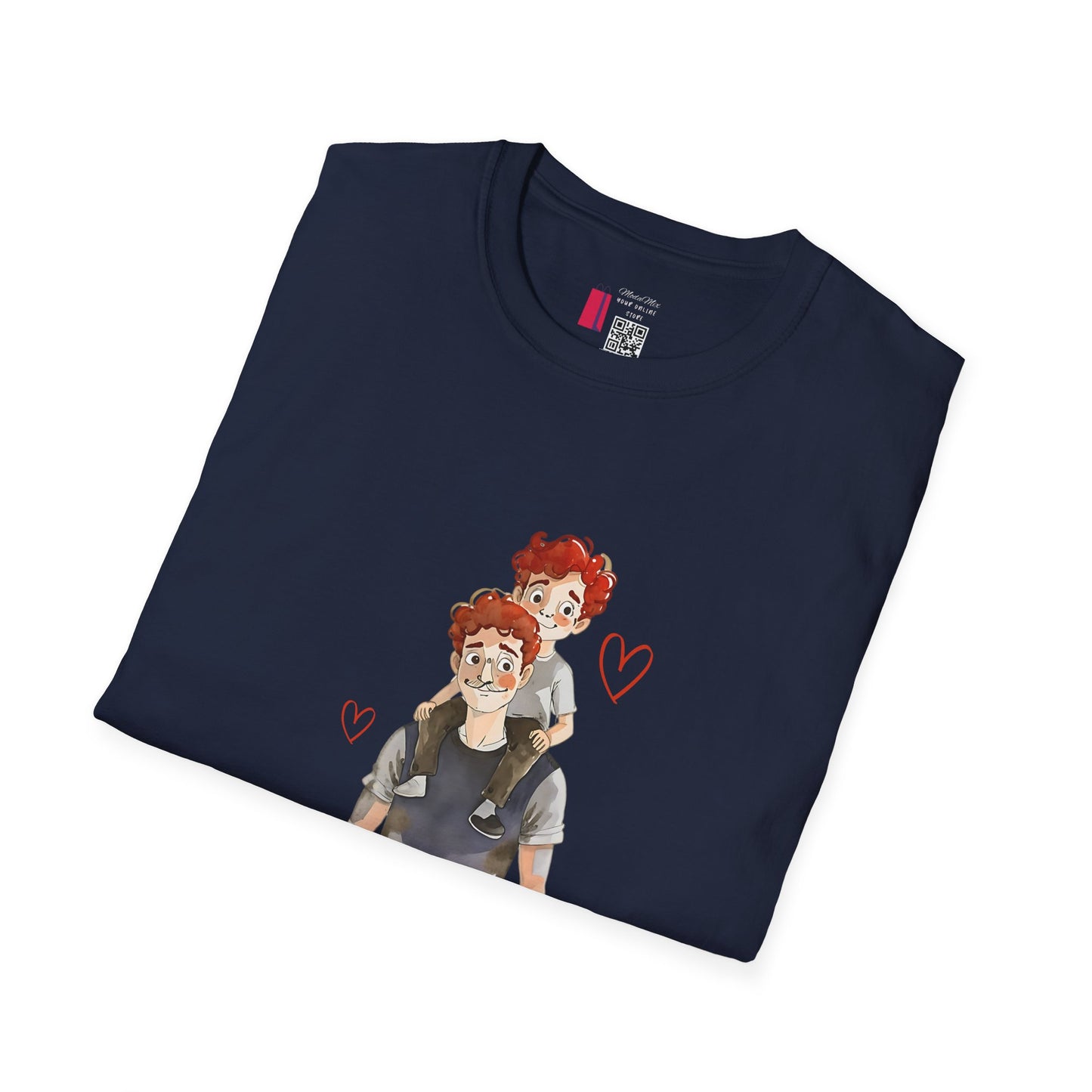 Dad and Son Cartoon Portrait T-Shirt — Cute Father’s Day Gift