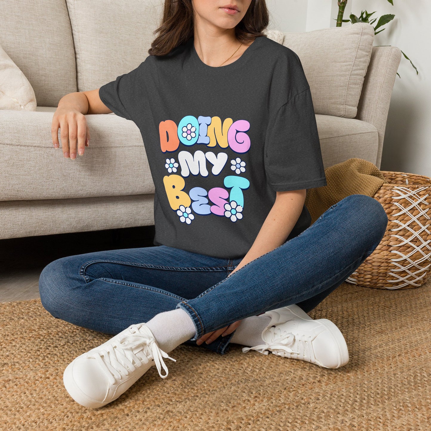 Retro Floral "Doing My Best" T-Shirt