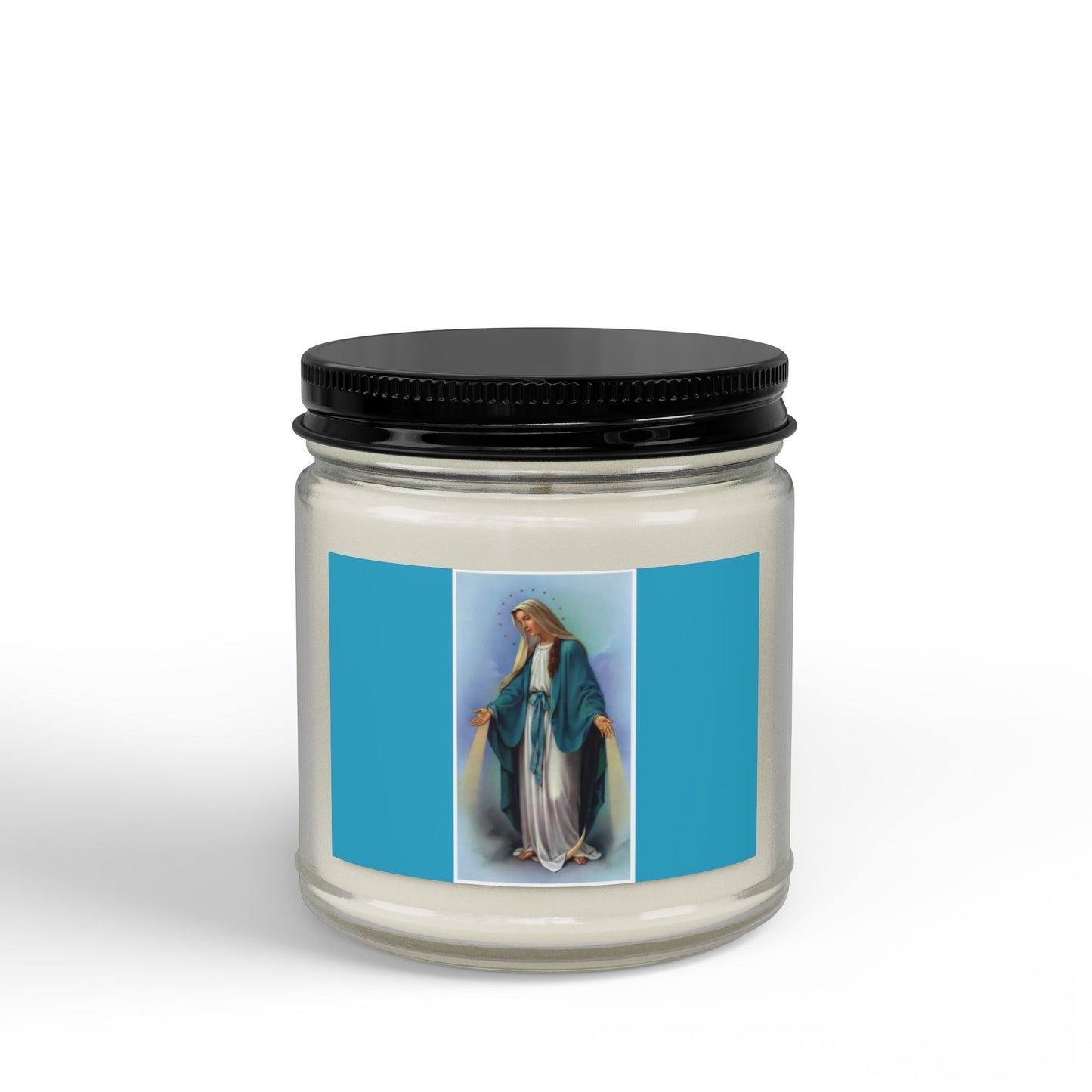 Our Lady Devotional Soy Candle — 4oz & 9oz Scented Jar with Black Lid