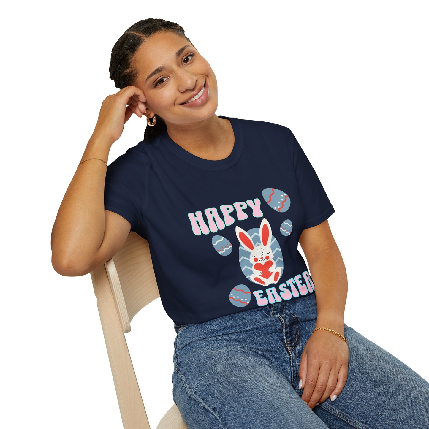Happy Easter Bunny T-Shirt — Cute Pastel Easter Eggs Design