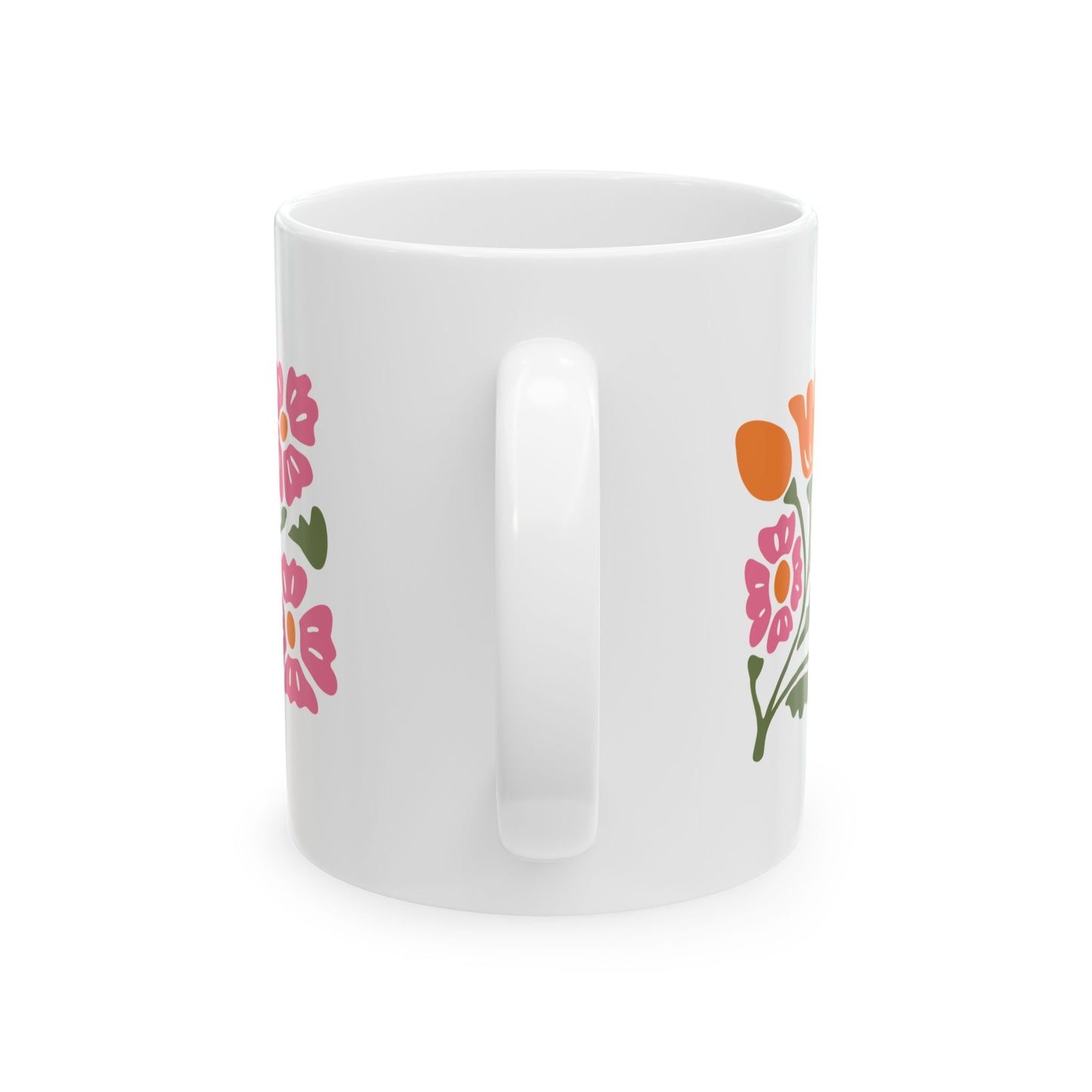 Floral Bouquet Ceramic Mug (11oz & 15oz) — Colorful Spring Flowers Coffee Cup