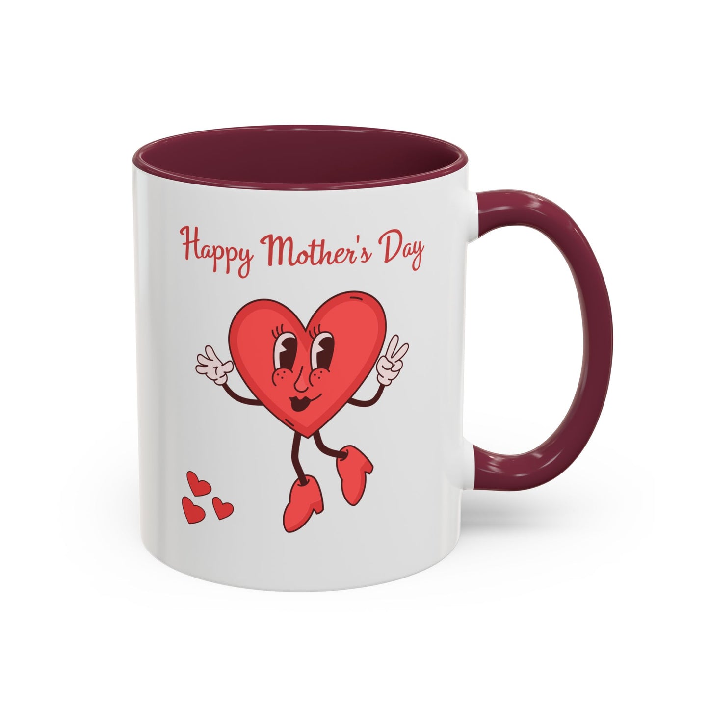 Happy Mother's Day Heart Mug — Cute Retro Heart Mom Coffee Cup (11oz, 15oz)