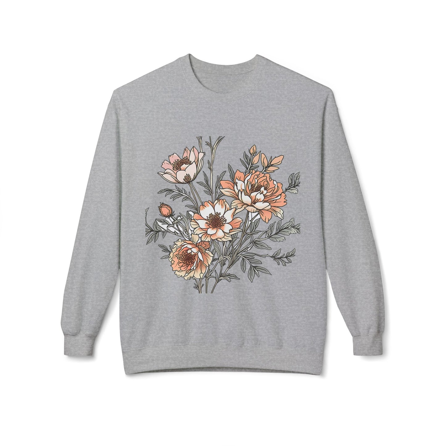 Floral Bouquet Crewneck Sweatshirt — Vintage Peach Blooms