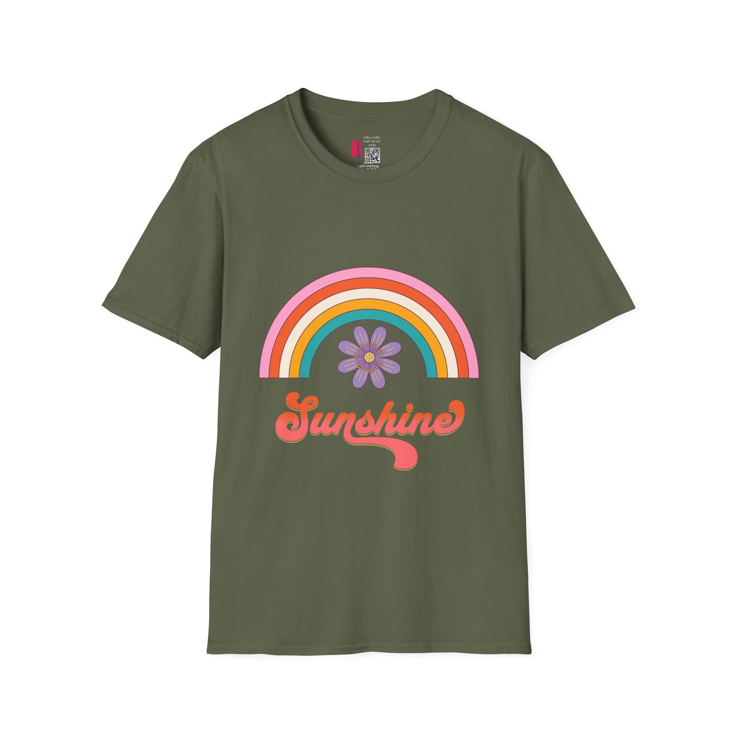 Sunshine Retro Rainbow T-Shirt — Vintage Flower Graphic Tee
