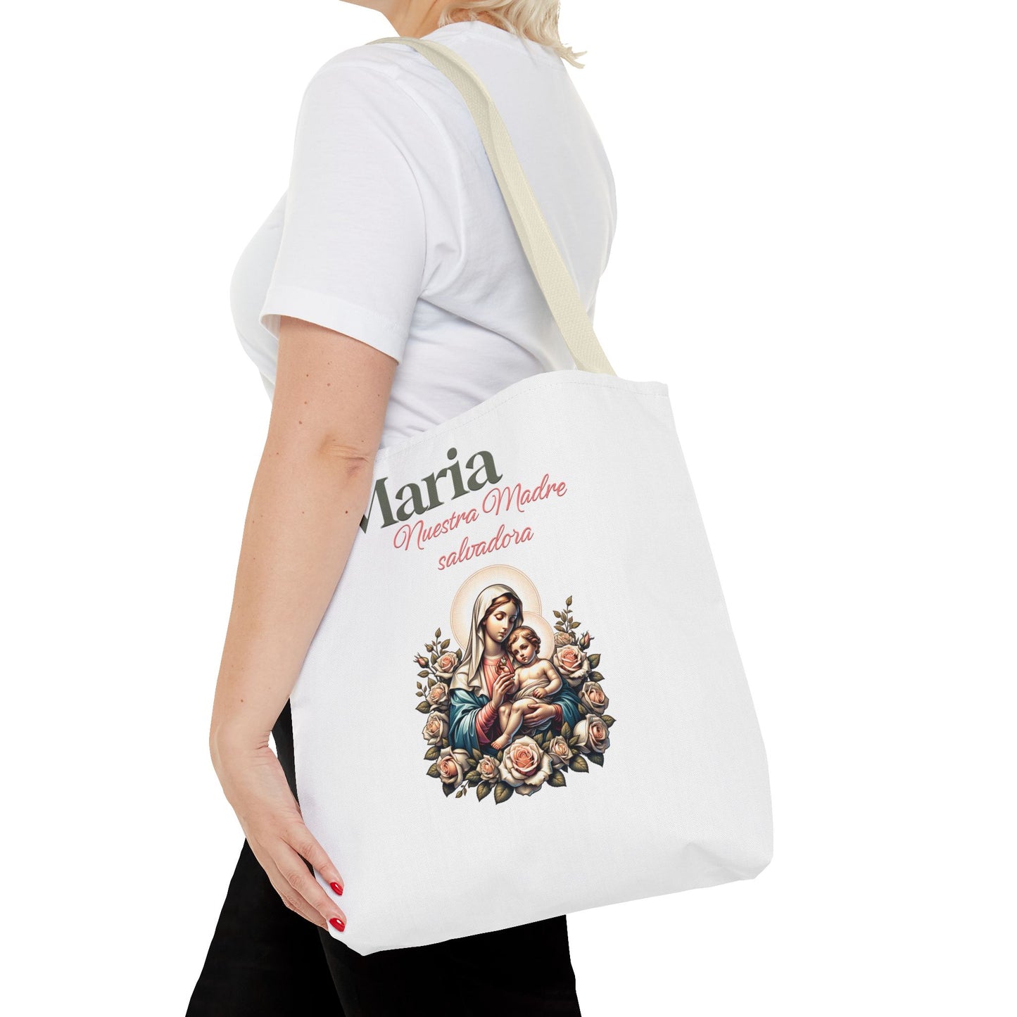 Faith Maria Jesus Tote Bag — Religious Faith All-Over Print Tote