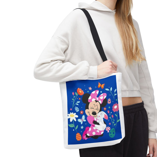 Floral Minnie Bunny Tote Bag — Cute Easter Canvas Carryall