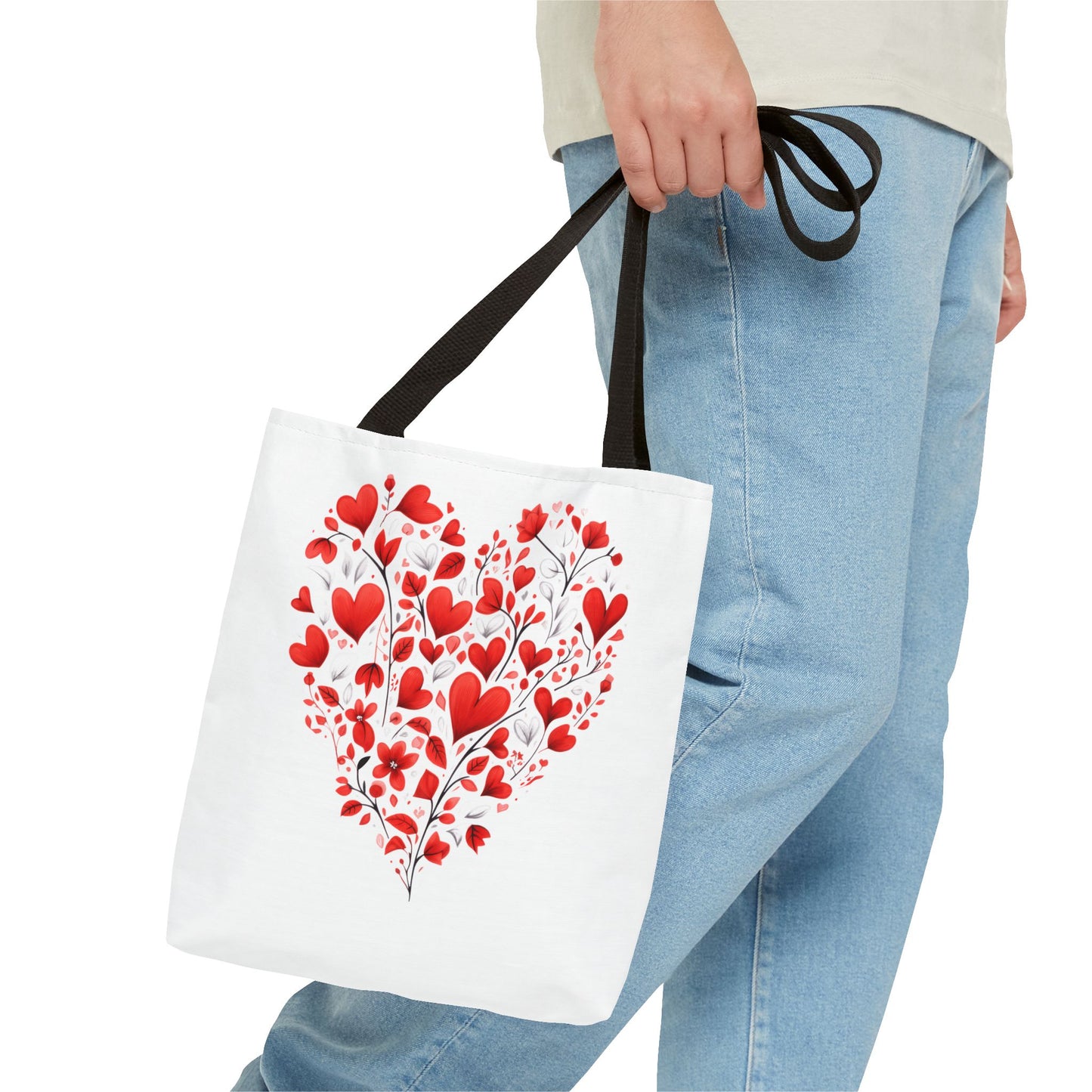 Heart Floral Tote Bag – Romantic Valentine’s Day Canvas Shopper