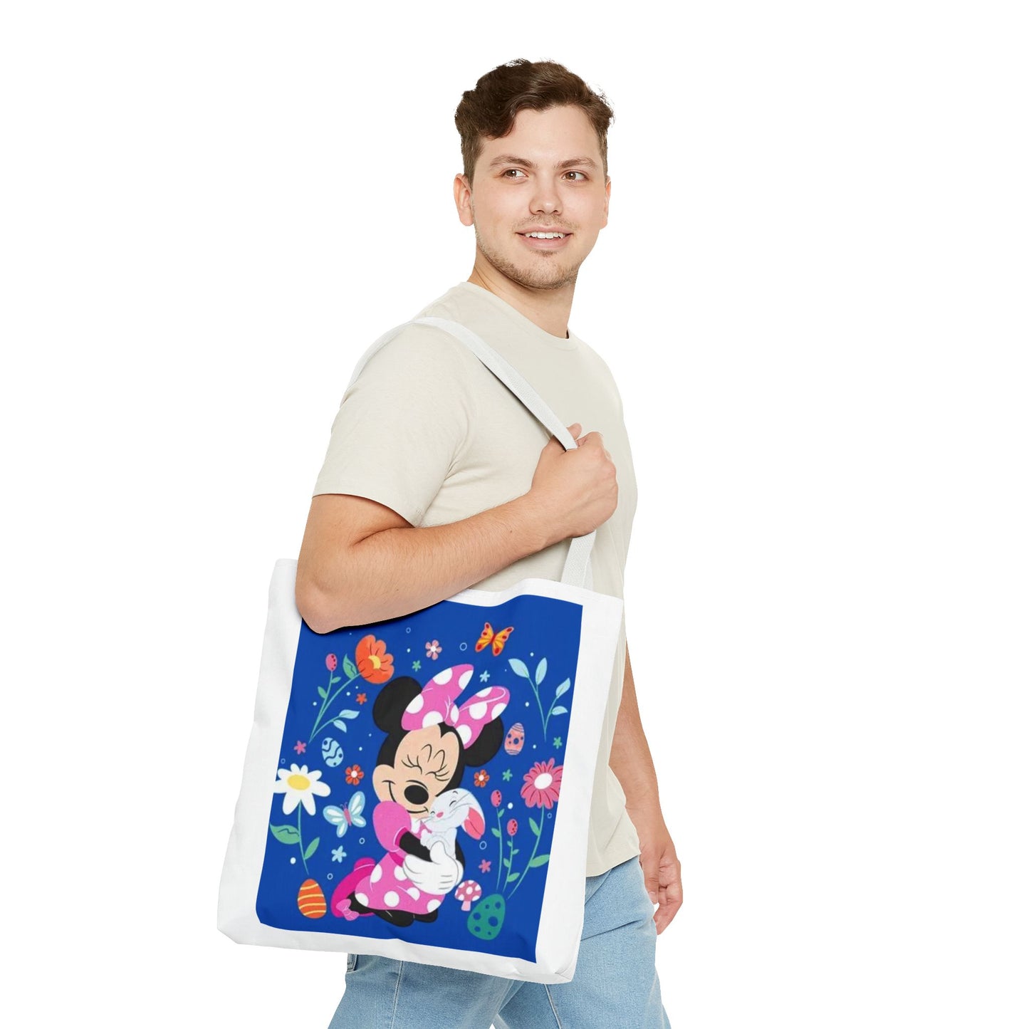 Floral Minnie Bunny Tote Bag — Cute Easter Canvas Carryall