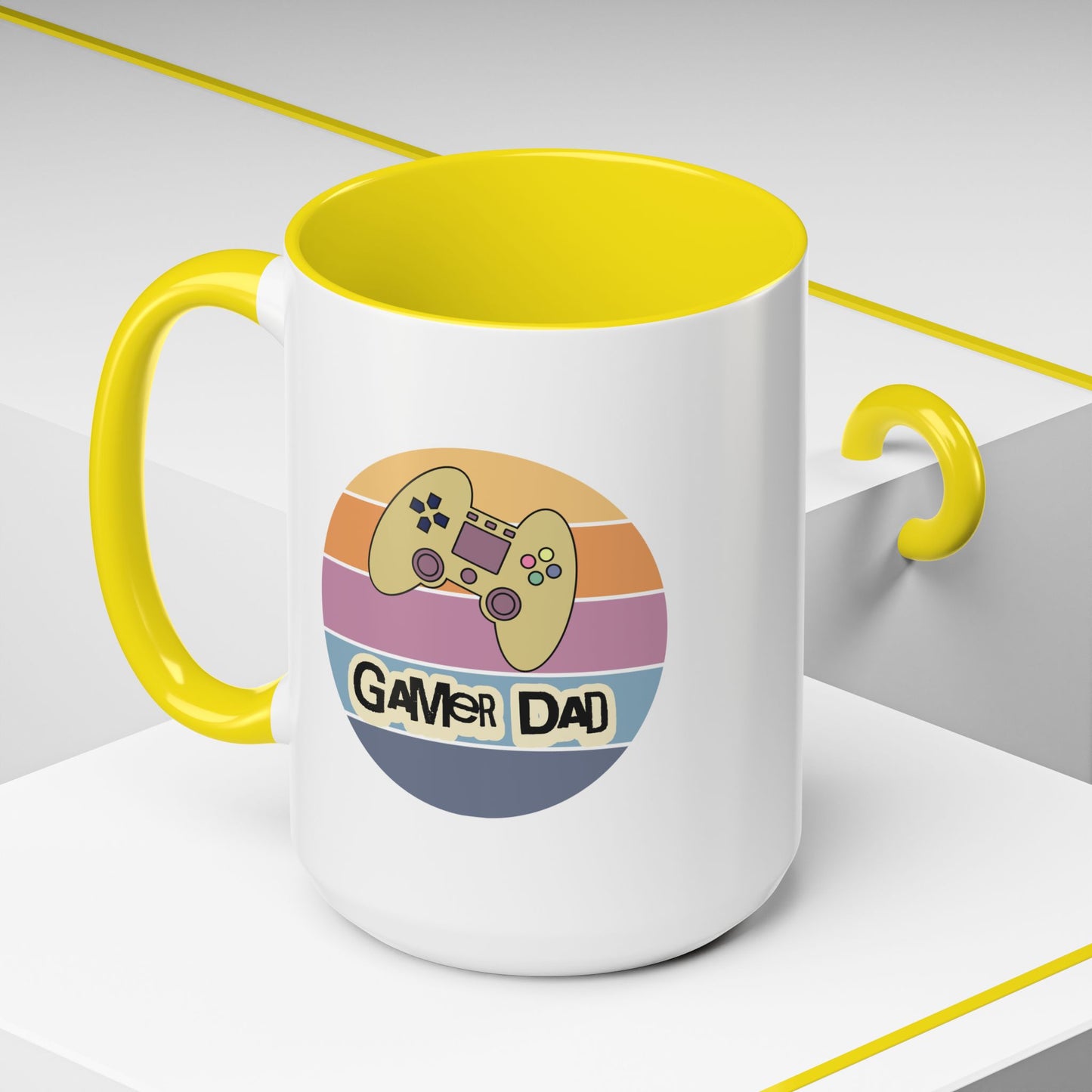 Gamer Dad Coffee Mug — Retro Controller Accent Mug (11/15 oz)