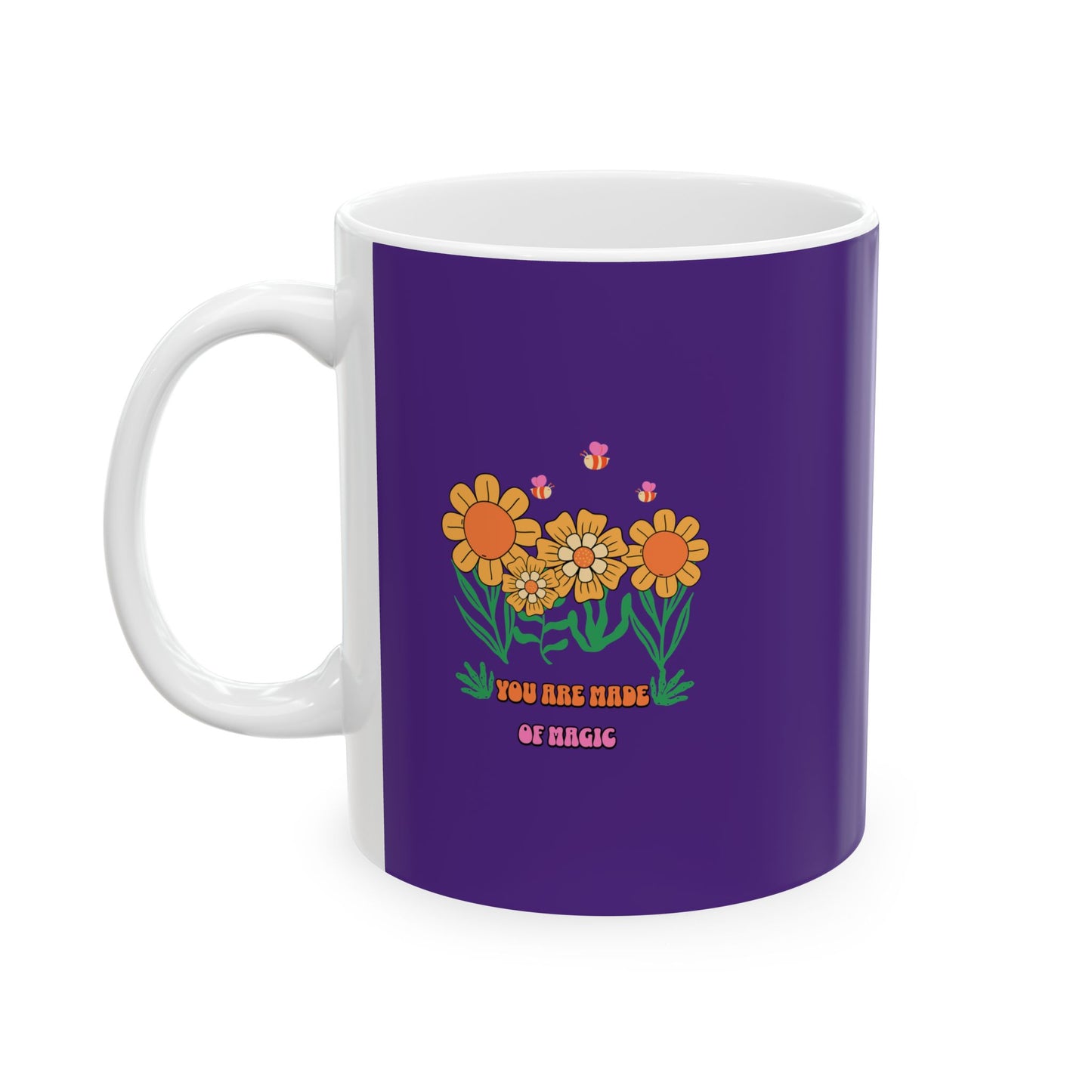 Purple Floral Ceramic Mug — Colorful Sunflower Bouquet Coffee Cup (11oz & 15oz)