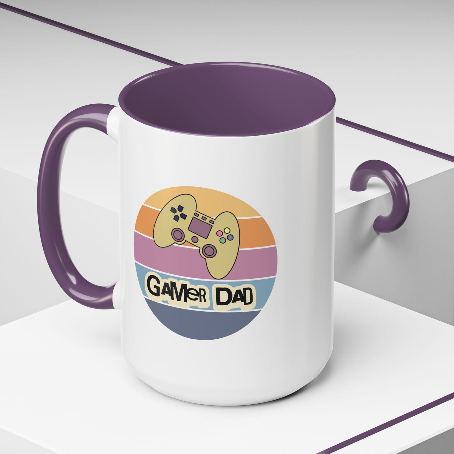 Gamer Dad Coffee Mug — Retro Controller Accent Mug (11/15 oz)