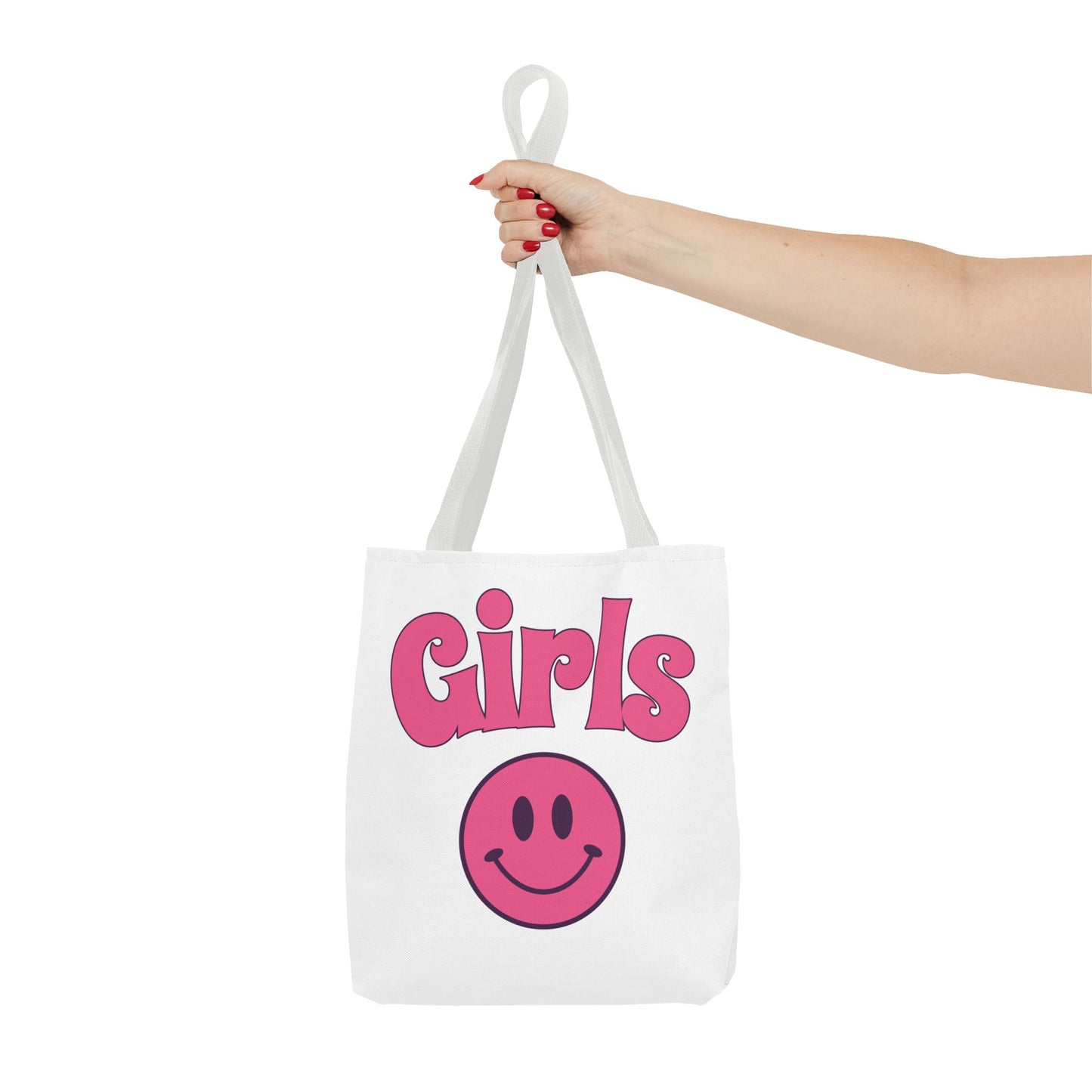 Girls Pink Smile Tote Bag — Cute Retro Smiley Shopper