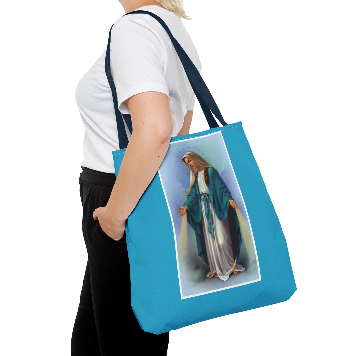 Virgin Mary Religious Tote Bag — Catholic Madonna AOP Shoulder Tote