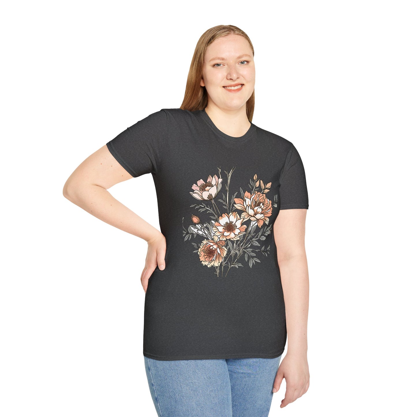 Floral Bouquet Tee - Vintage Peach Botanical T-Shirt