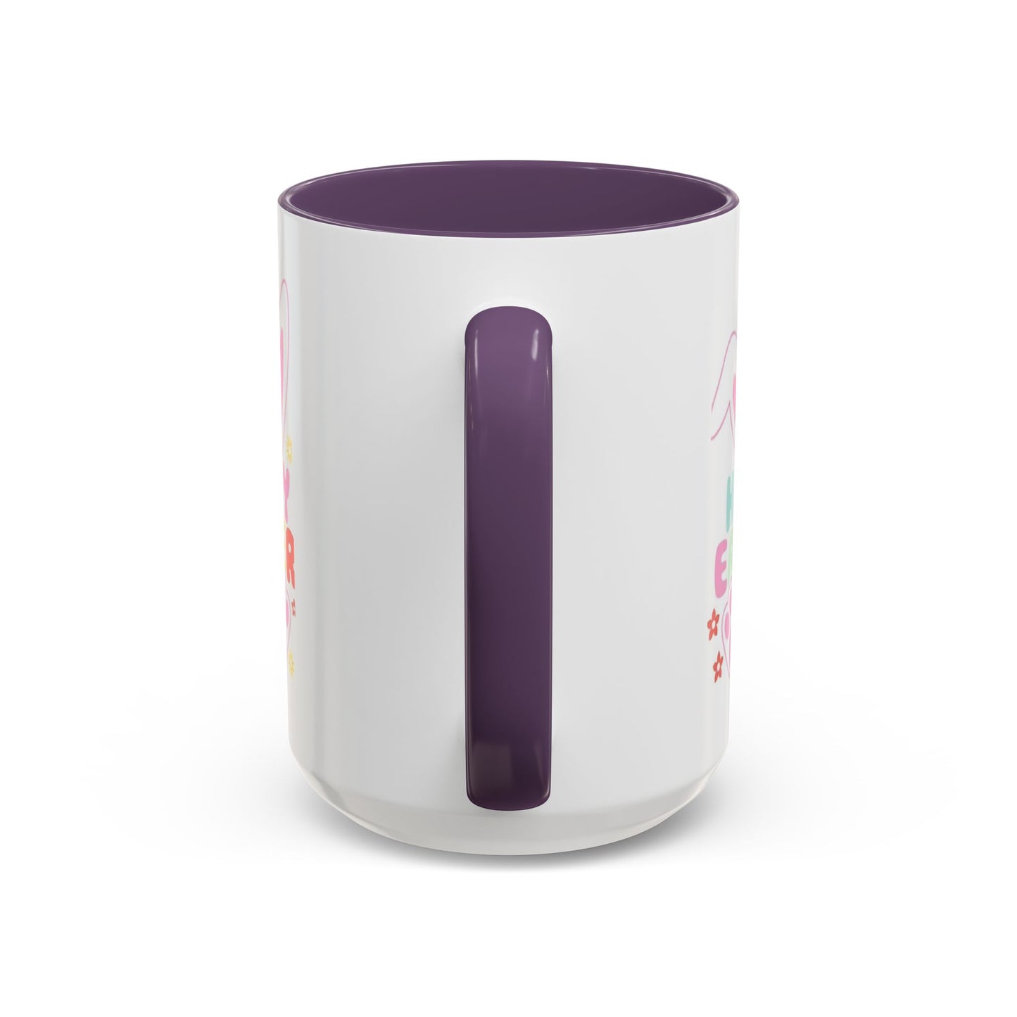 Happy Easter Bunny Accent Coffee Mug — Pink Interior 11/15oz