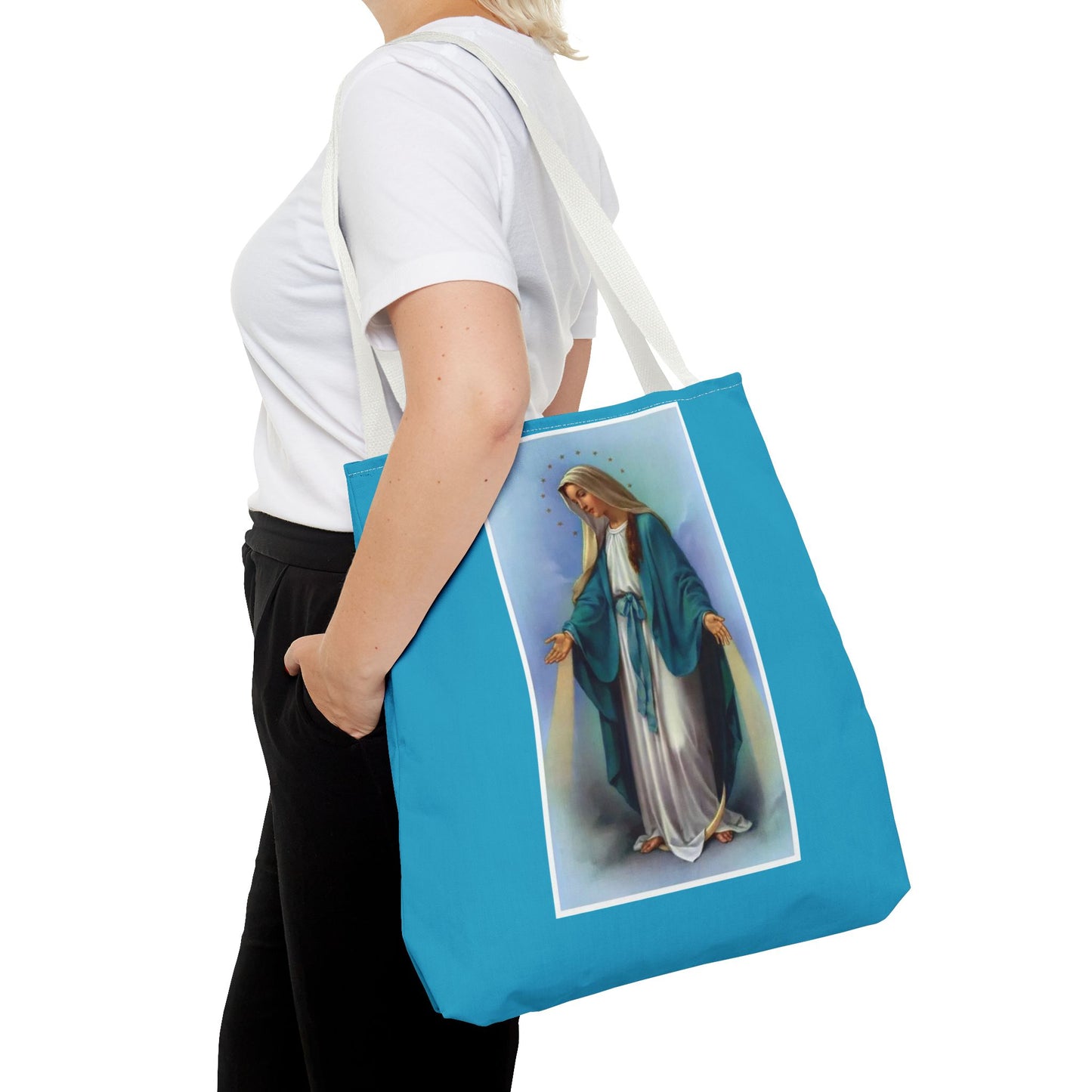 Virgin Mary Religious Tote Bag — Catholic Madonna AOP Shoulder Tote